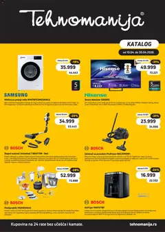 Tehnomanija katalog - pregled Tehnomanija kataloga - važi od 10.04.2026 | Strana: 1 | Proizvode: Bosch, Televizor, Baterija, Mašina za pranje veša