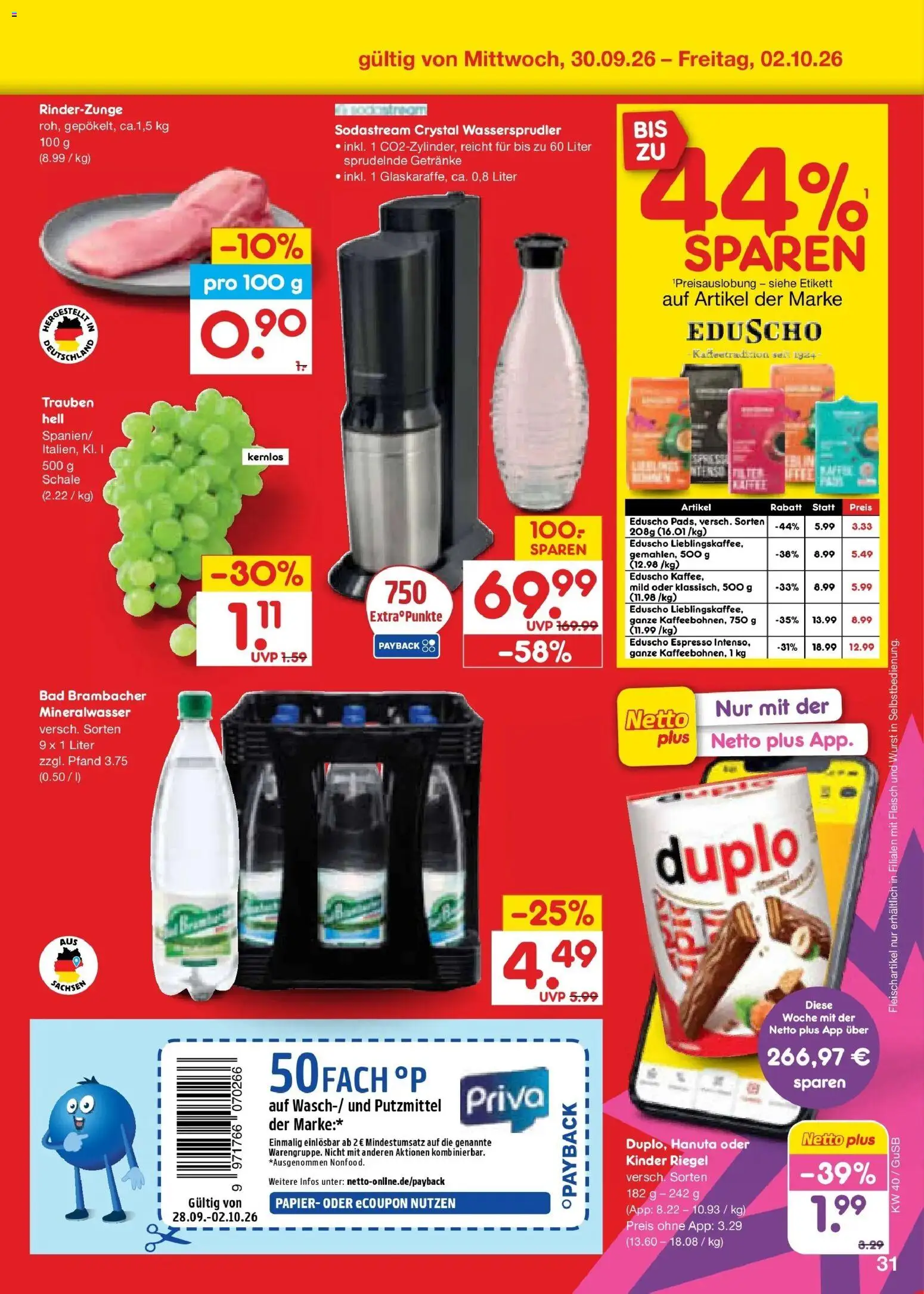 Netto Marken-Discount Prospekt Machern – gültig ab 28.09.2026 | Seite: 49 | Produkte: Bad, Mineralwasser, Fleisch, Eduscho