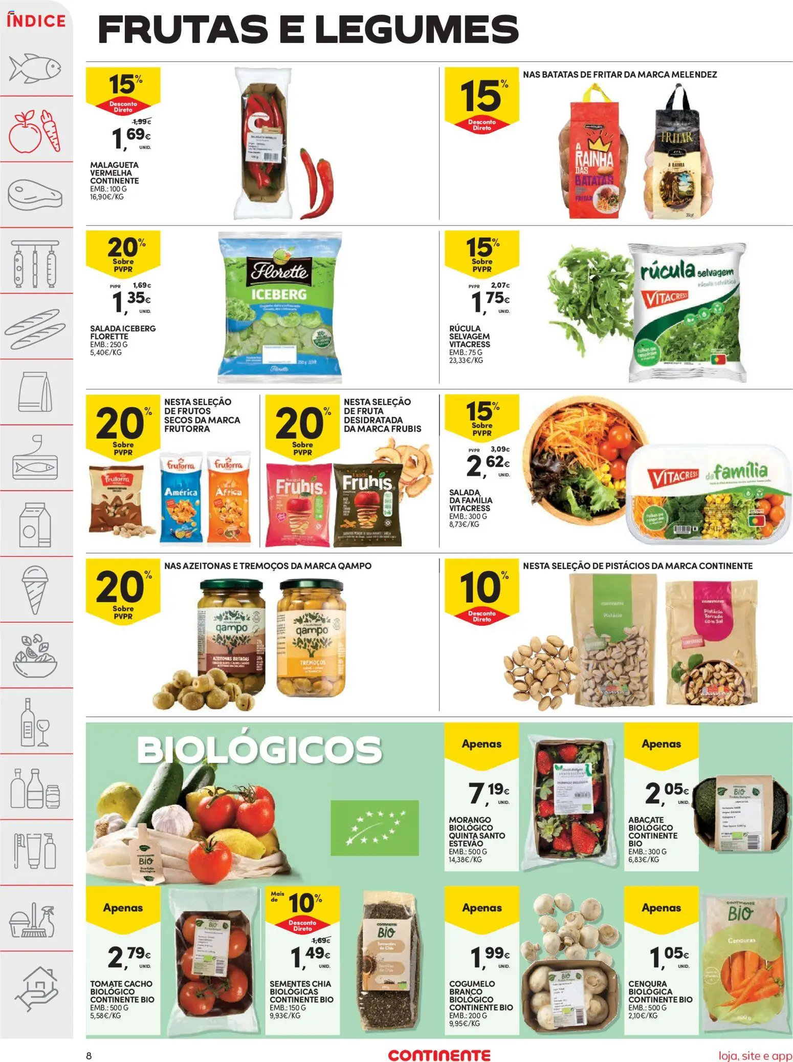 Continente folheto │ válido de 26.05.2026 | Página: 8 | Produtos: Azeitonas, Rúcula, Abacate, Cenoura