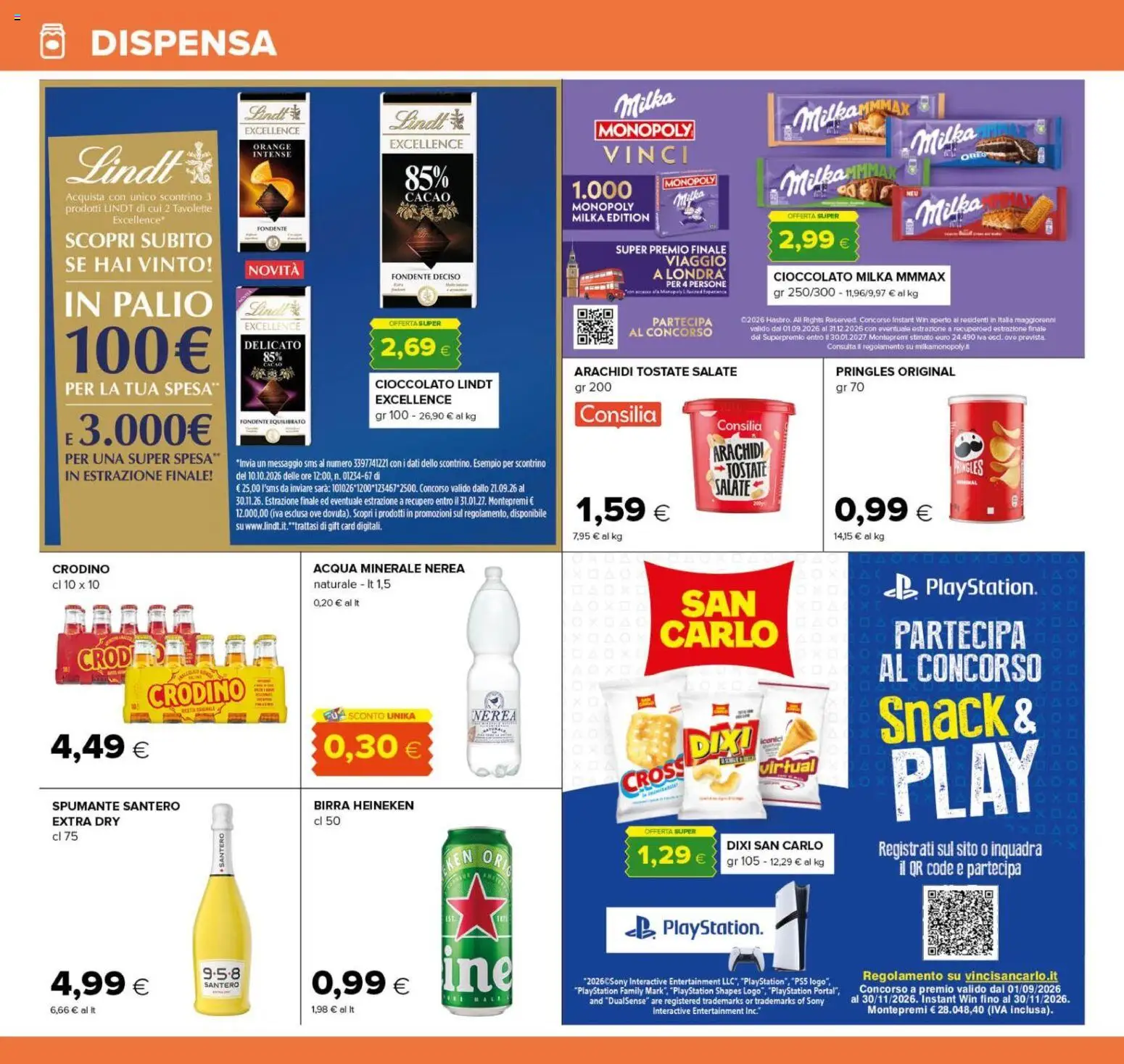 Volantino Oasi del 24/09/2026 | Pagina: 16 | Prodotti: Cioccolato, Birra Heineken, Acqua, Arachidi