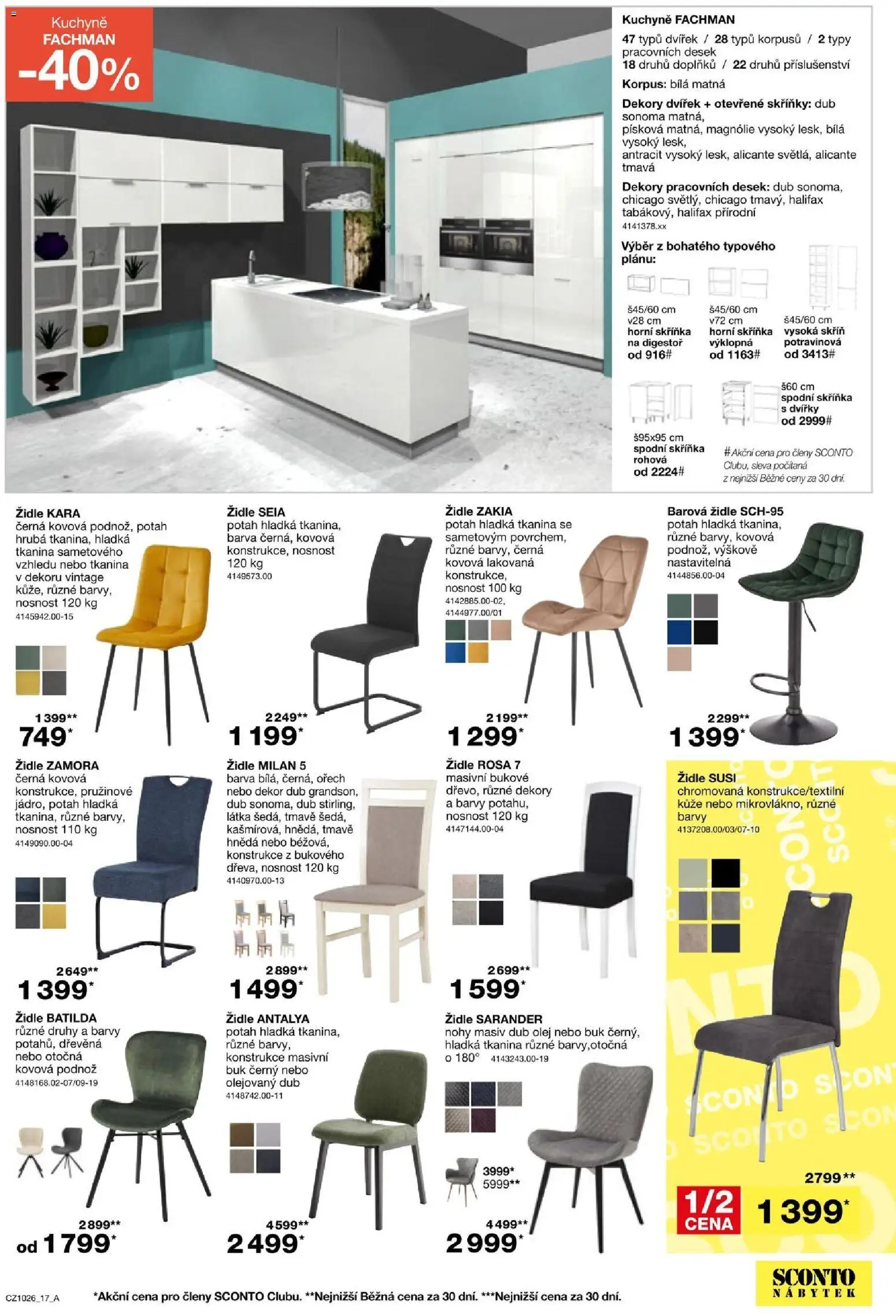 Sconto nábytek leták od 05.08.2026 | Strana: 17 | Produkty: Nábytek, Židle, Skříňka, Skříň