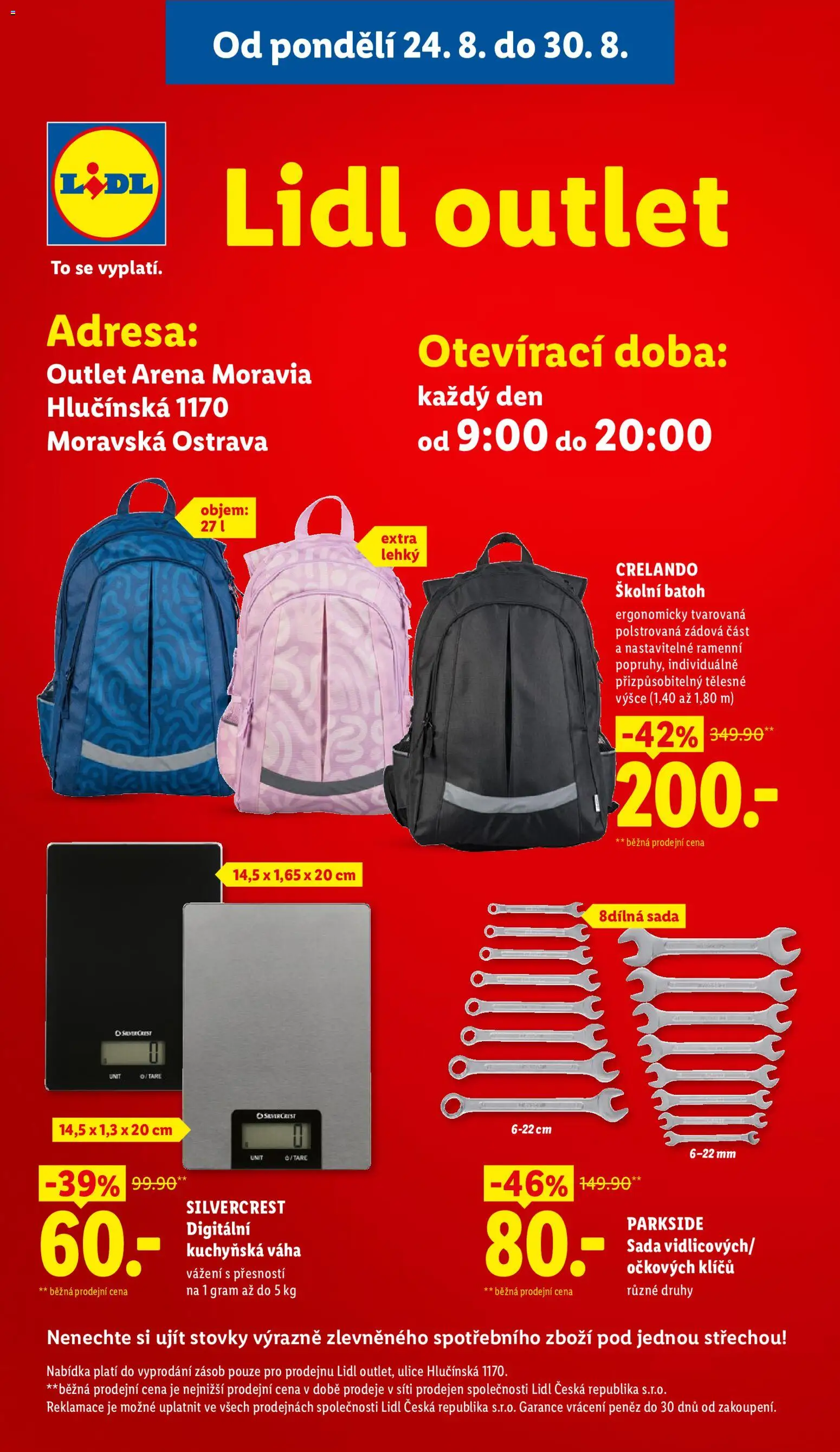 Lidl leták - Spotřební zboží od 24.08.2026 | Strana: 14 | Produkty: Parkside, Batoh, Váha, Kuchyňská váha