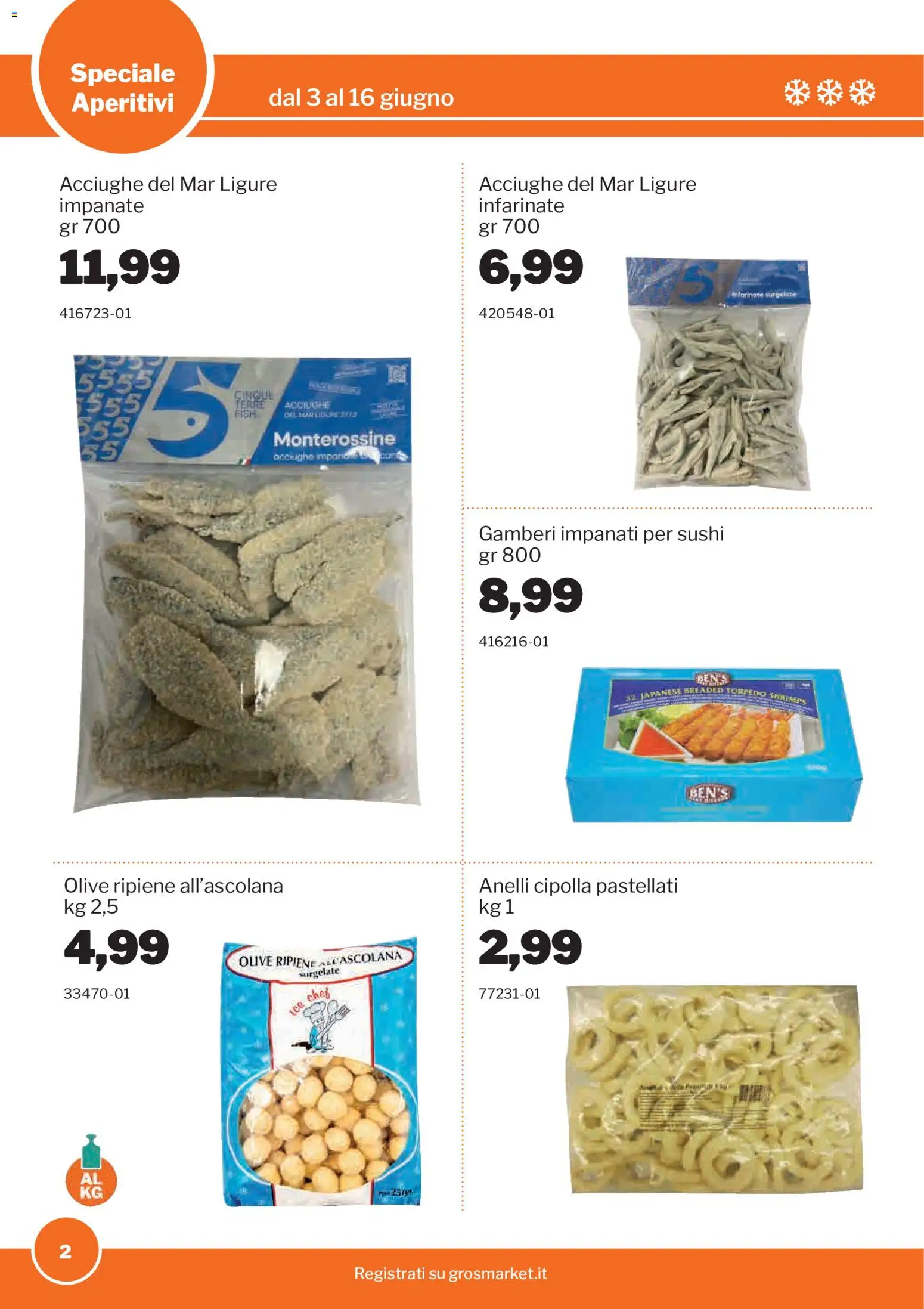 Volantino Sogegross del 03.06.2026 | Pagina: 2 | Prodotti: Gamberi, Olive, Acciughe, Sushi
