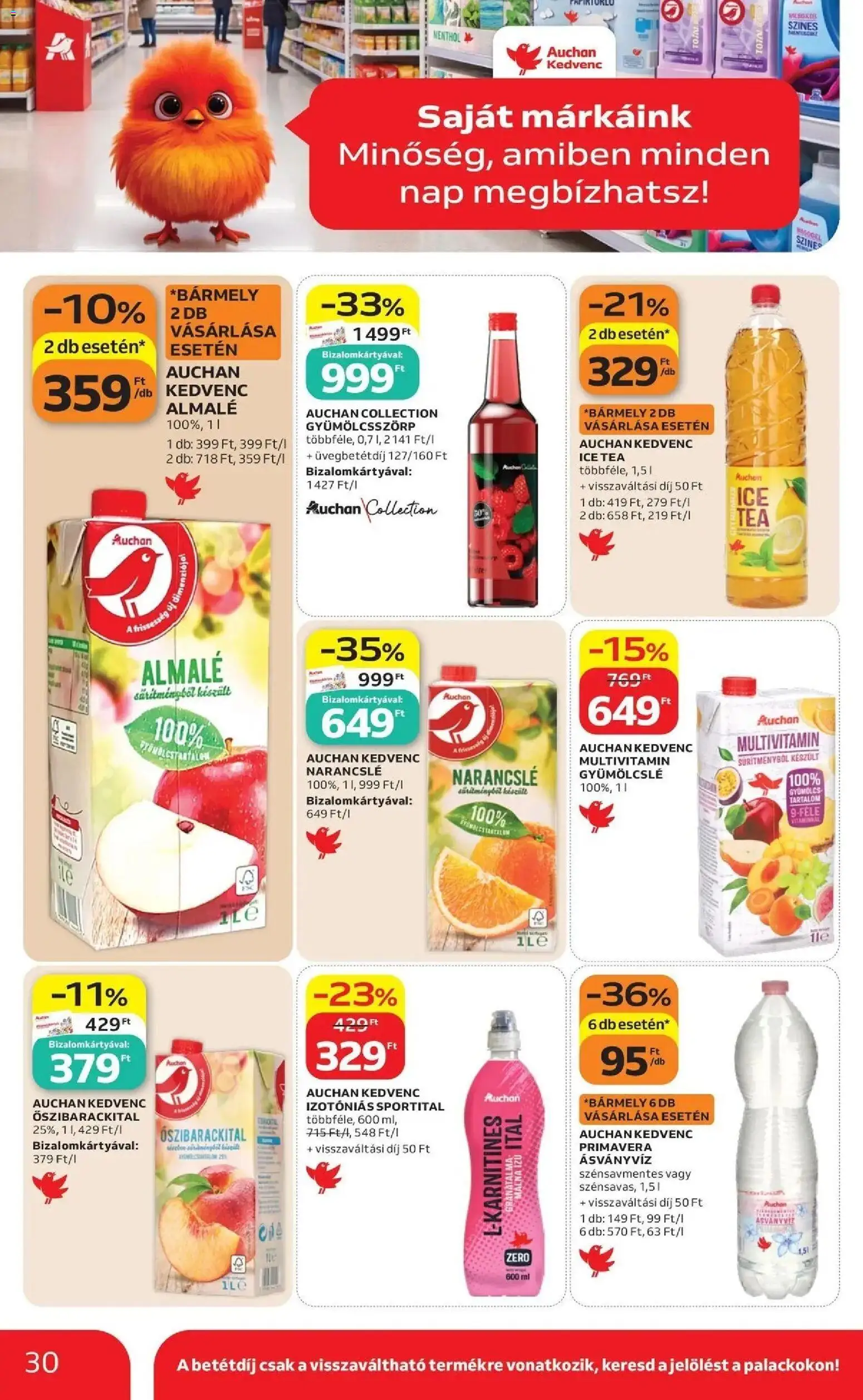 Auchan akciós újság Szolnok - 2026.09.17. -tól/töl > akció, lapozható szórólap 🛍️ | Oldal: 30 | Termékek: Gyümölcslé, Ice tea, Sportital, Ásványvíz