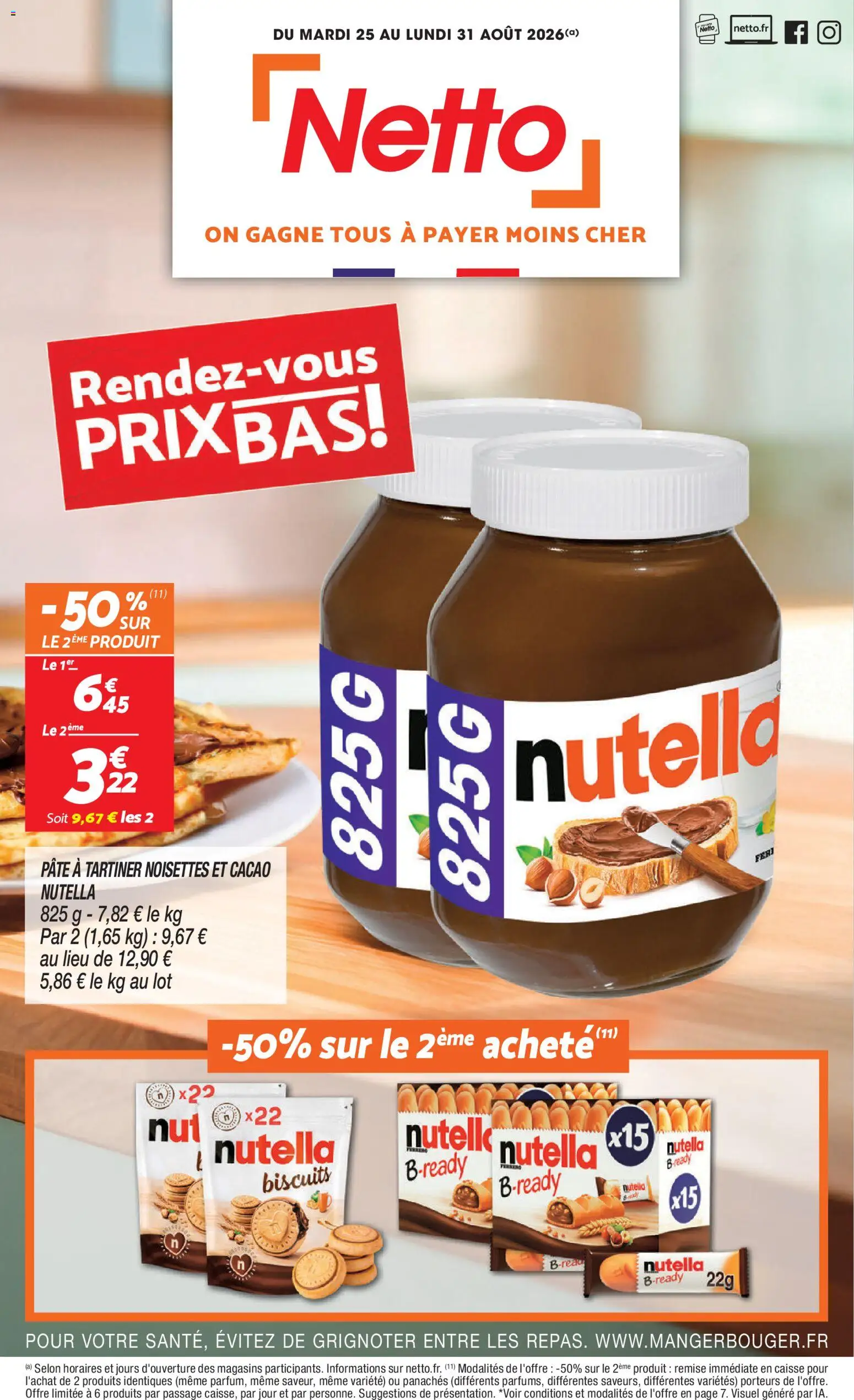 {H1} | Page: 1 | Produits: Cacao, Nutella biscuits, Nutella, Pâte