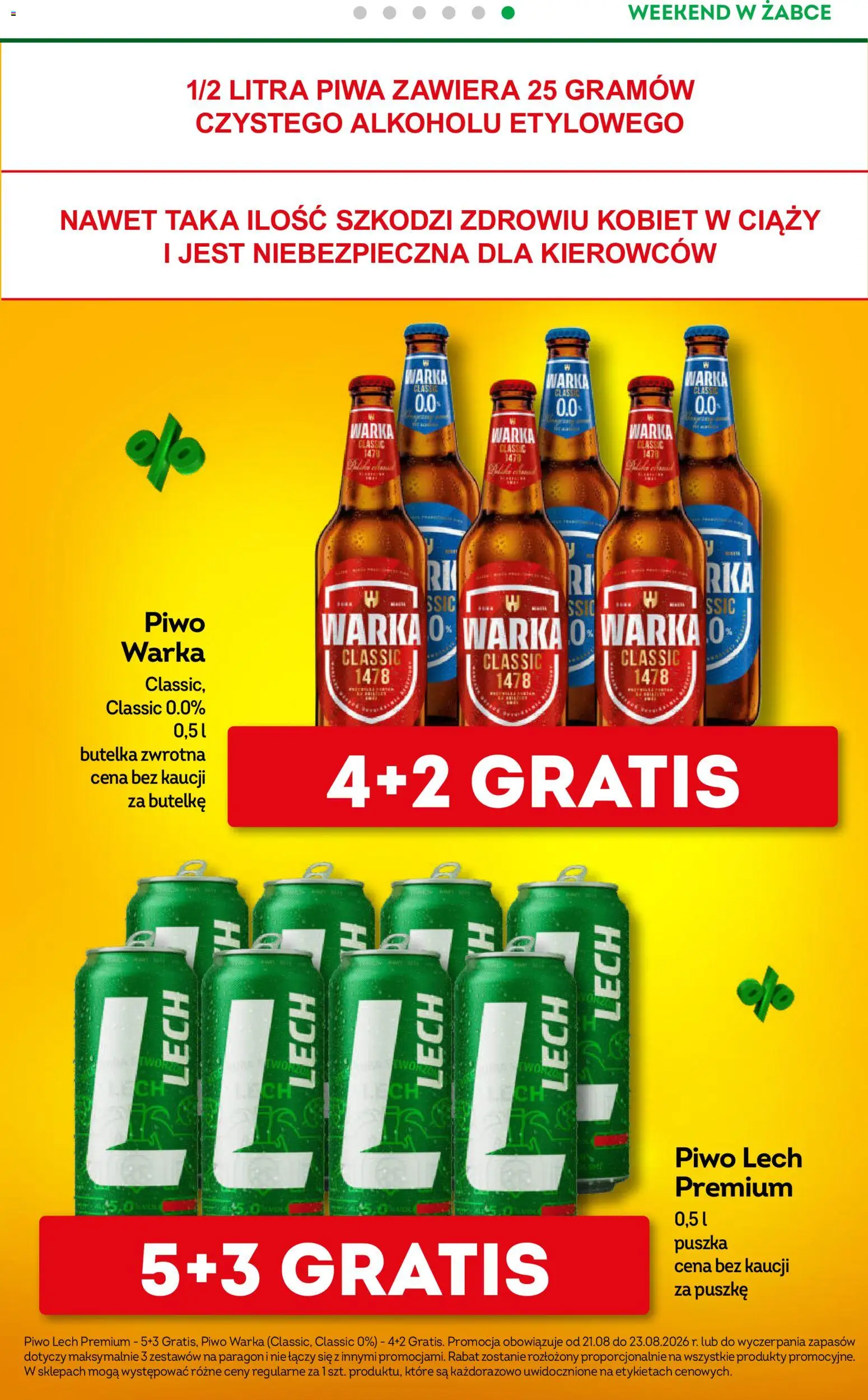 Żabka gazetka - Weekendowe promocje od 21.08.2026 | Strona: 5 | Produkty: Lech, Warka, Piwo Warka, Piwo