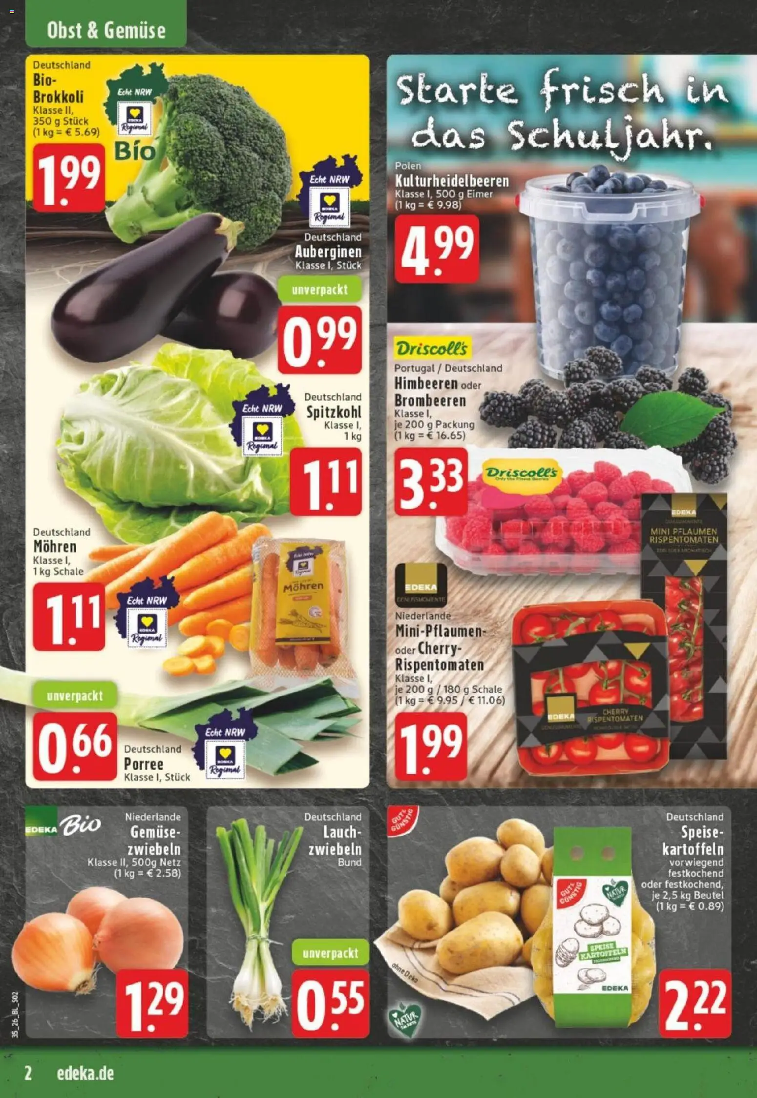Edeka Prospekt Dortmund – gültig ab 23.08.2026 | Seite: 2 | Produkte: Himbeeren, Pflaumen, Kartoffeln, Zwiebeln