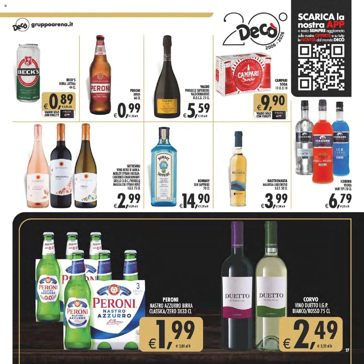Volantino Decò del 28.04.2026 | Pagina: 27 | Prodotti: Birra, Gin, Vodka, Vino