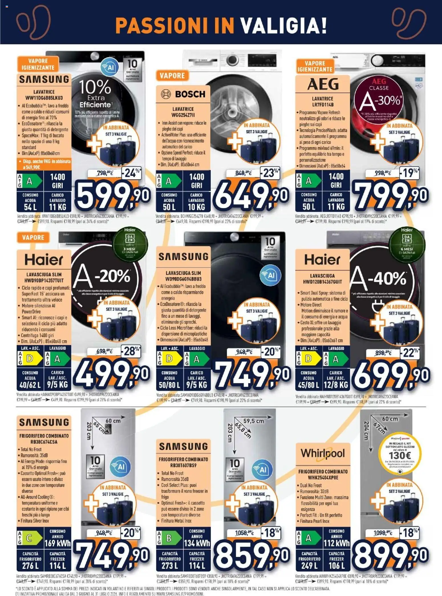 Volantino Unieuro del 01/07/2026 | Pagina: 24 | Prodotti: Centrifuga, Lavatrice, Frigorifero, Frigorifero combinato