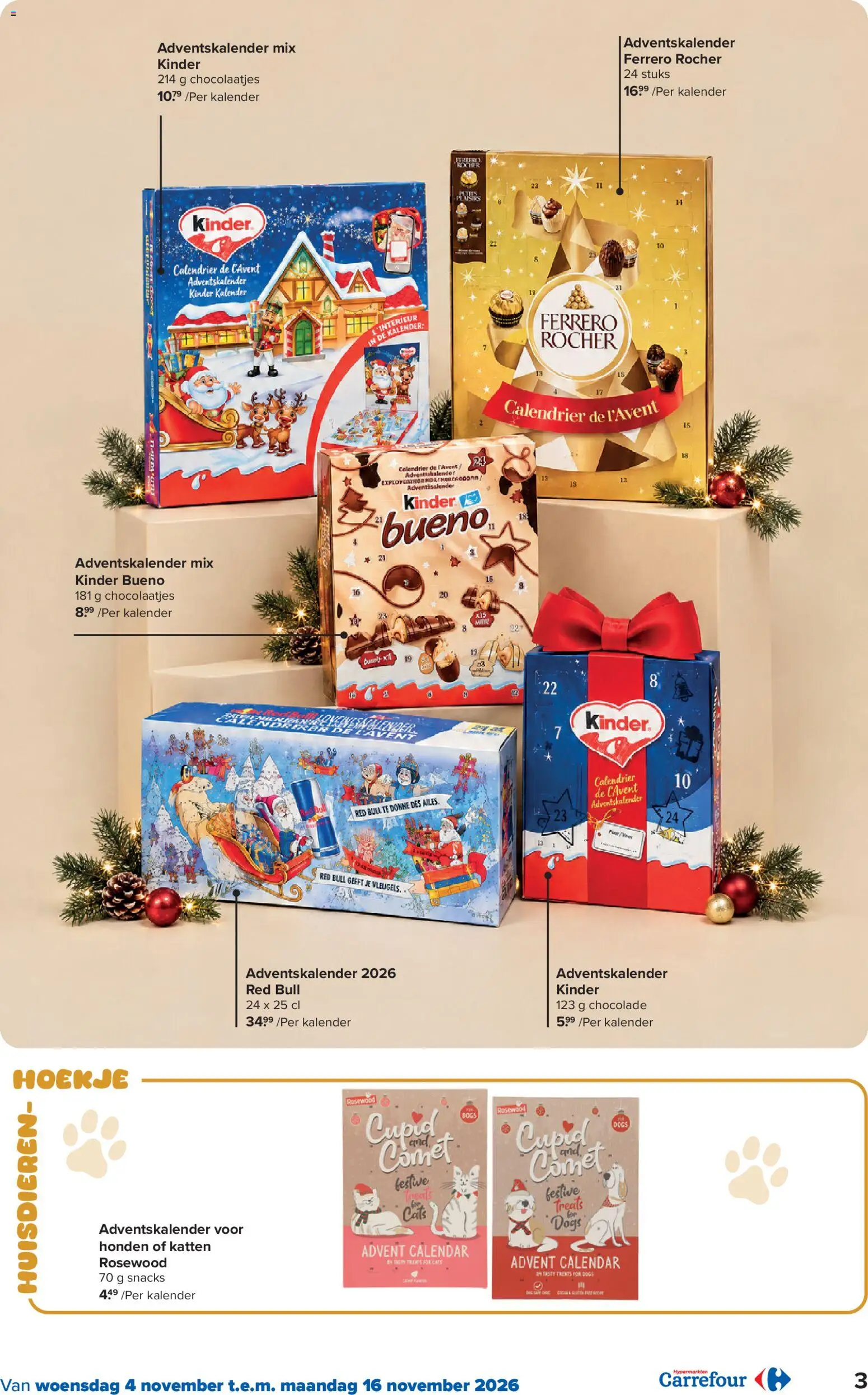 {H1} | Pagina: 3 | Producten: Kinder, Snacks, Ferrero Rocher, Chocolade