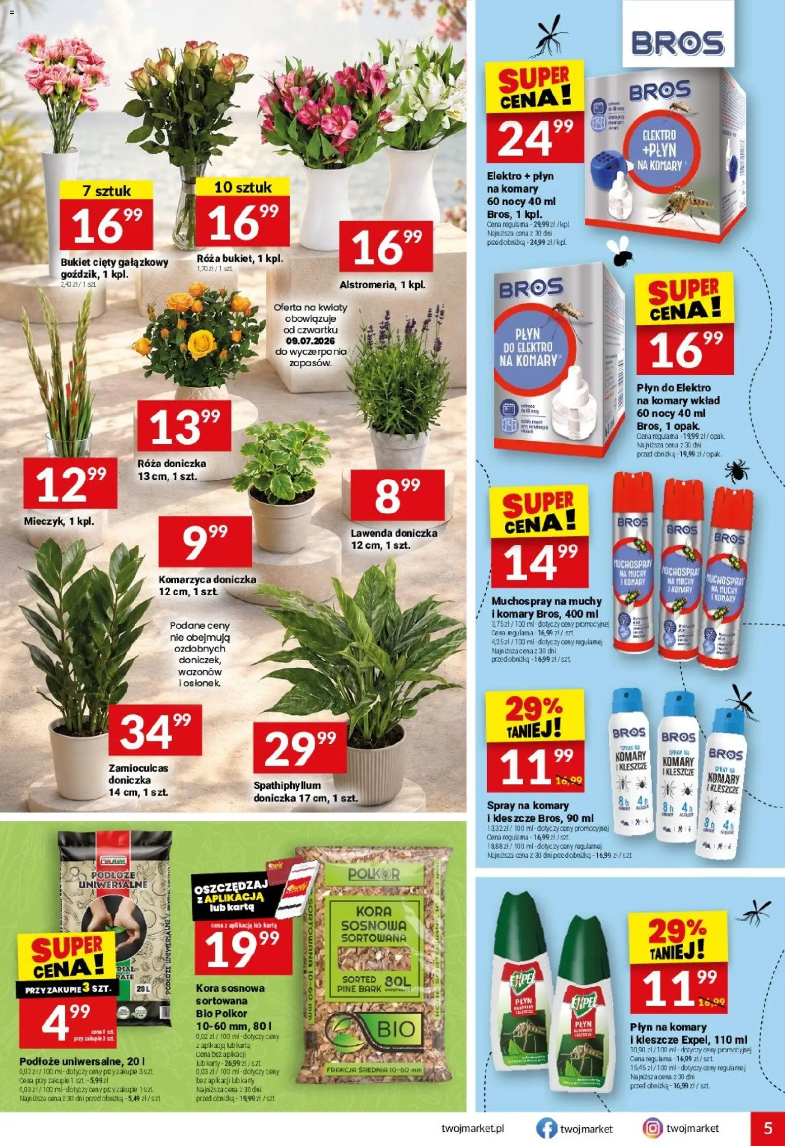 Twój Market gazetka od 08.07.2026 | Strona: 5 | Produkty: Karta, Doniczka, Zamioculcas, Kwiaty