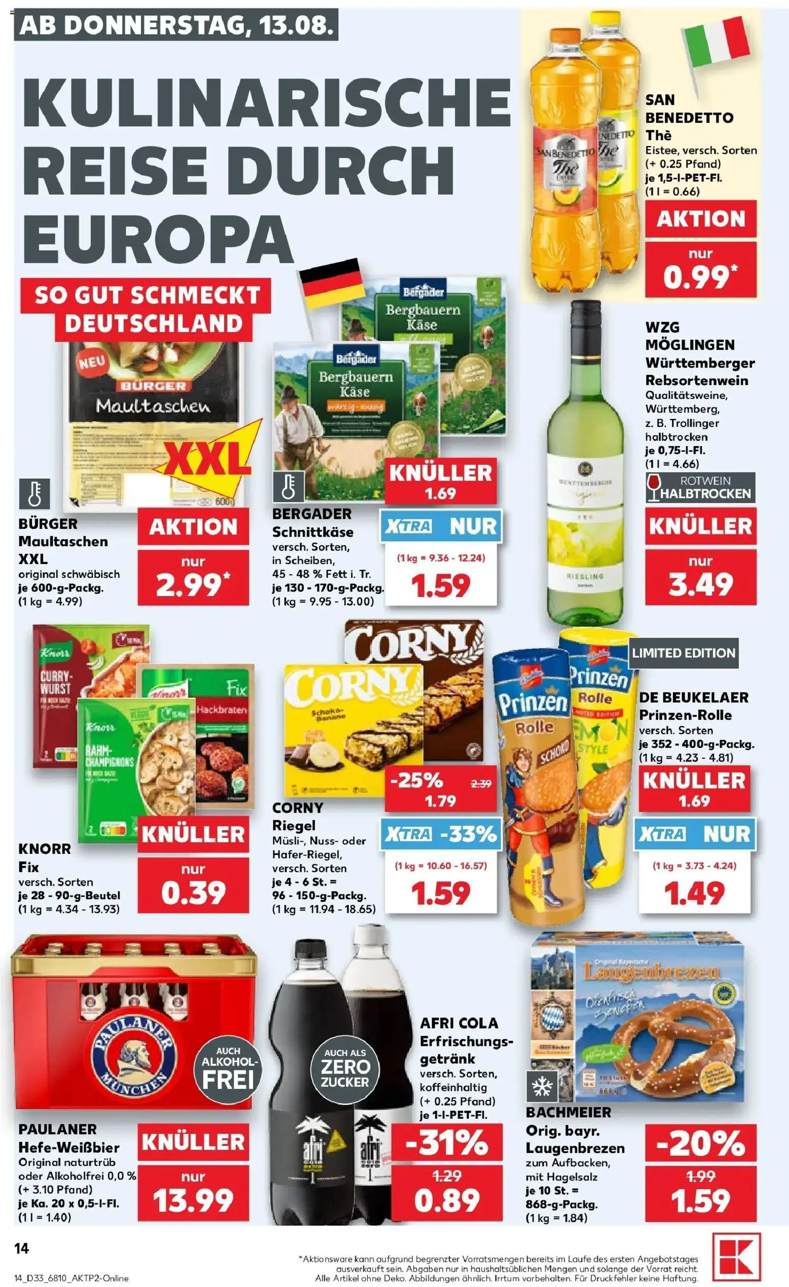 Prospekt Kaufland ab 10.08.2026 » Angebote Online zum Blättern | Seite: 23 | Produkte: Rotwein, Burger, Champignons, Paulaner