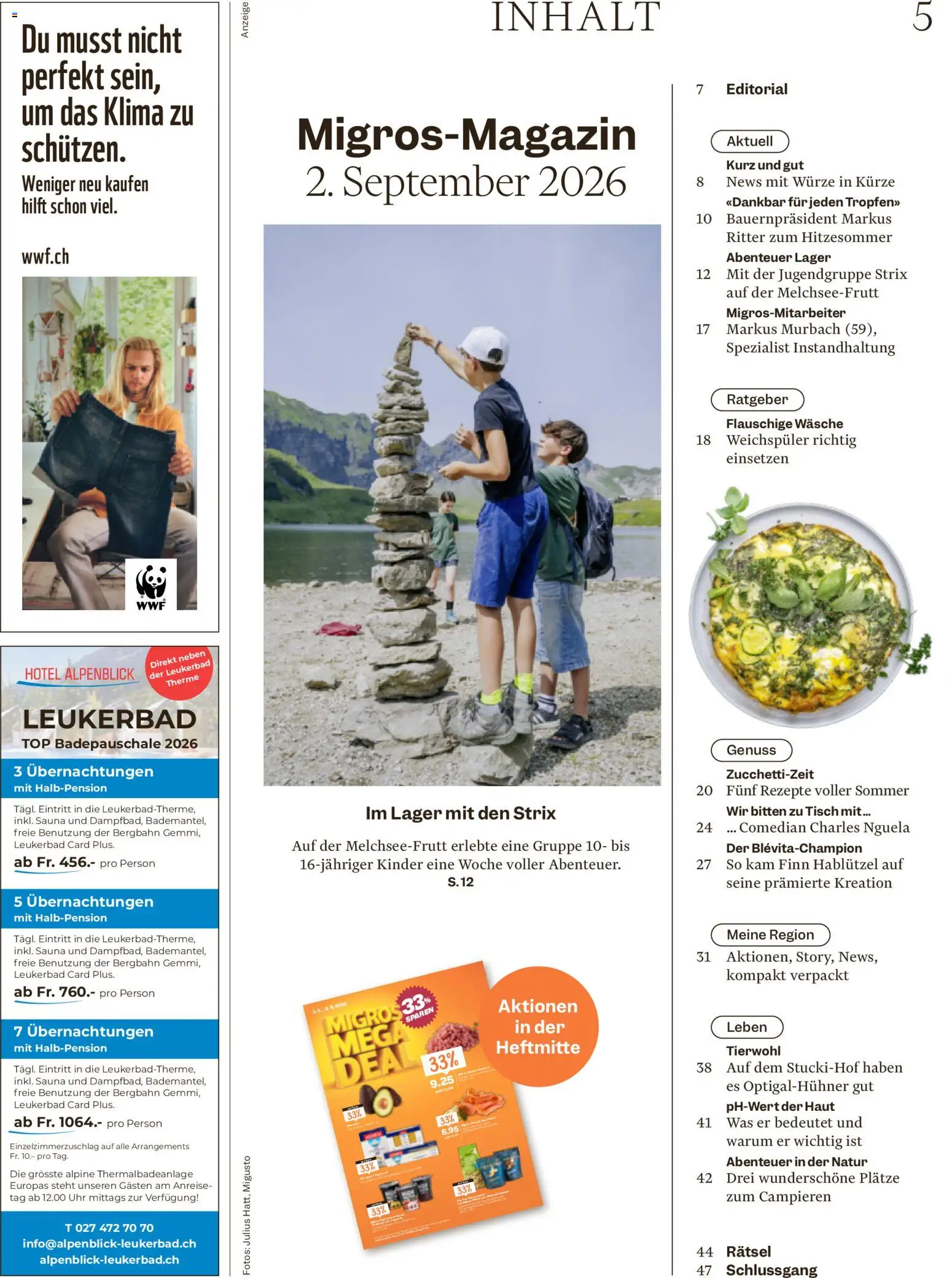 Migros aktionen Magazin – gültig ab 02.09.2026 | Seite: 5 | Produkte: Tisch, Weichspüler, Uhr, Top