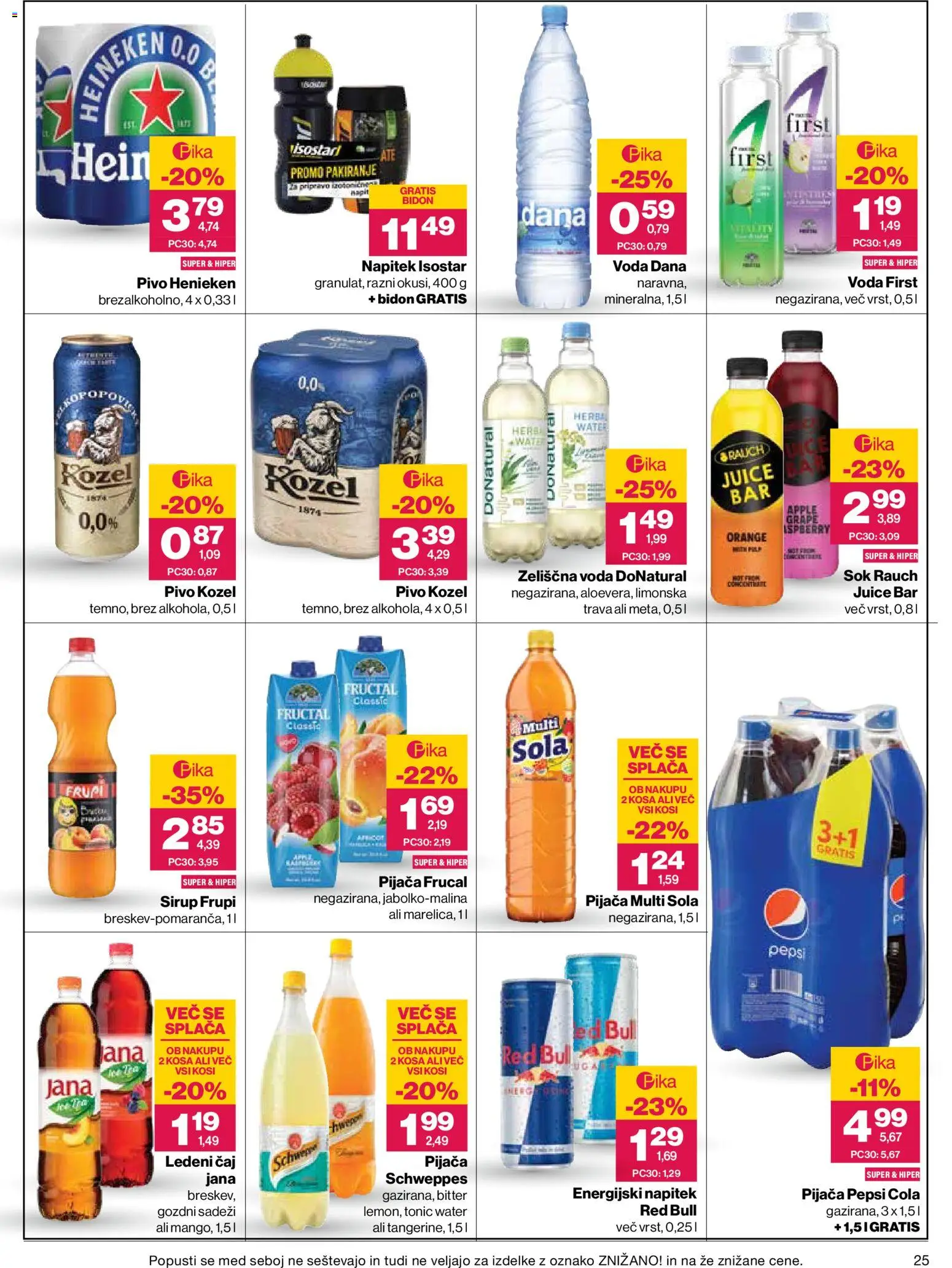 Novi Mercator katalog ponudbe – veljaven od 20.08.2026 | Stran: 25 | Izdelki: Heineken, Energijski napitek, Sok, Caj