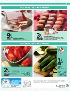 E.Leclerc - Prévisualisation de COURGETTE, Catégorie: 1, Calibre: 14/21cm valide à partir de 19.05.2026 | Page: 3 | Produits: Courgette, Macarons, Fraisier, Tomate cerise