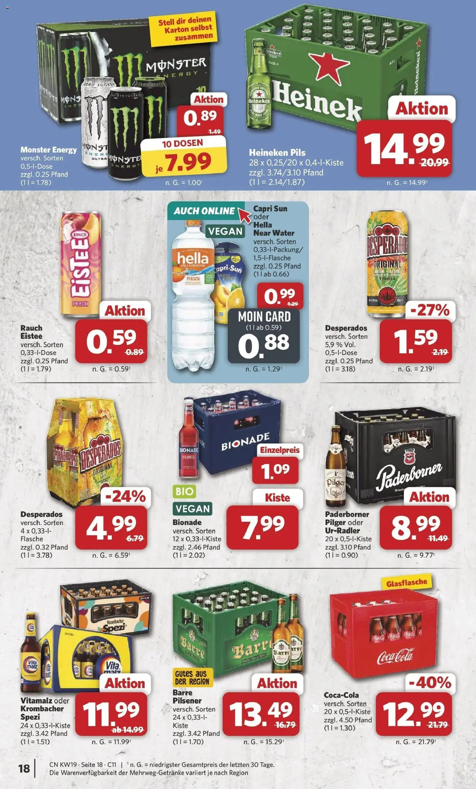 Combi Unsere Wochenangebote – gültig ab 04.05.2026 | Seite: 18 | Produkte: Cola, Heineken, Hella, Pfirsich