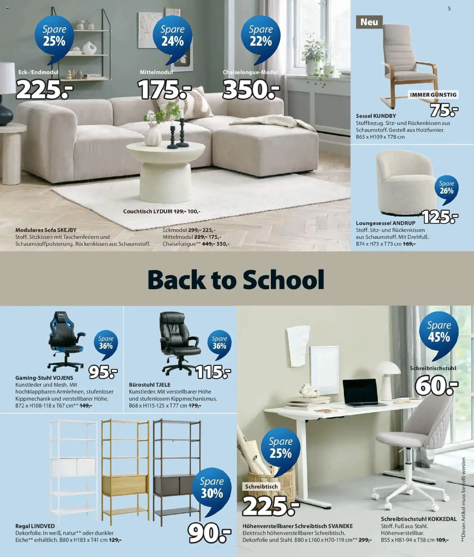 JYSK: Spare Bis Zu 60% von 19.08.2026 - Aktuelle Angebote | Seite: 5 | Produkte: Sofa, Sessel, Couchtisch, Regal