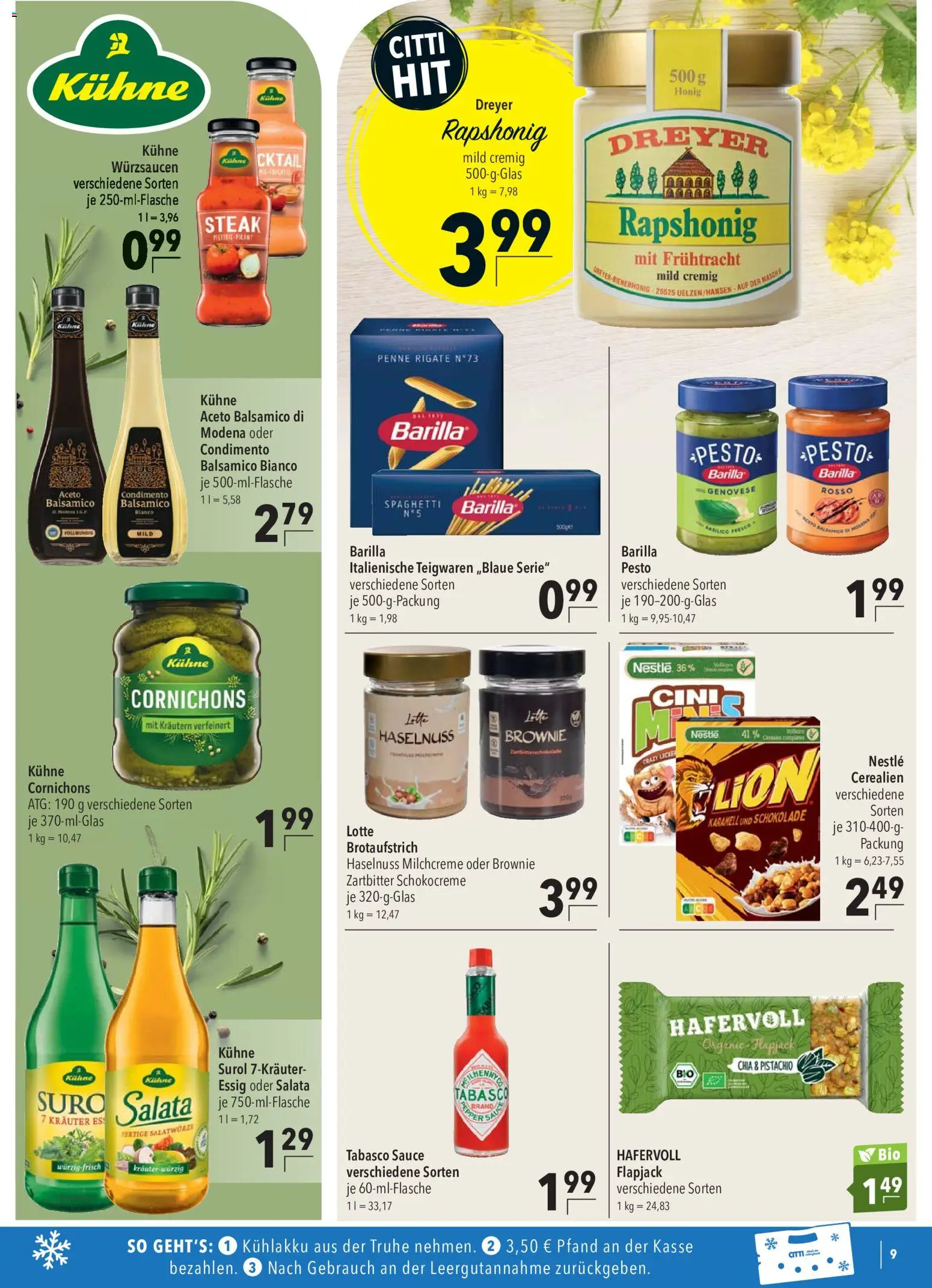CITTI Markt Prospekt – gültig ab 22.07.2026 | Seite: 9 | Produkte: Barilla, Schokolade, Balsamico, Steak