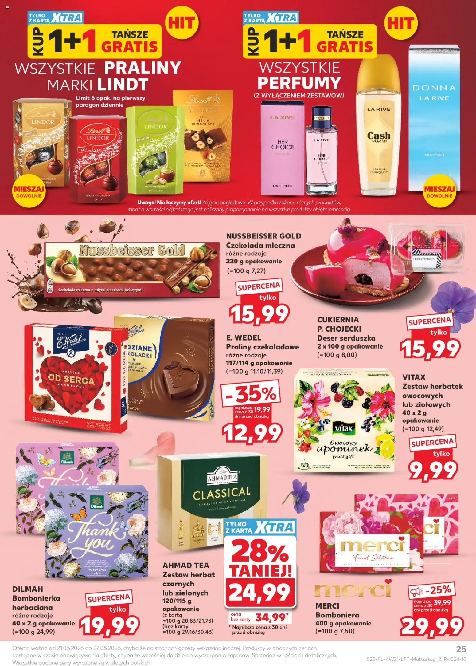 Kaufland Polsko leták od 21.05.2026 | Strana: 25 | Produkty: Lindor, Lindt, Ahmad tea, Karty