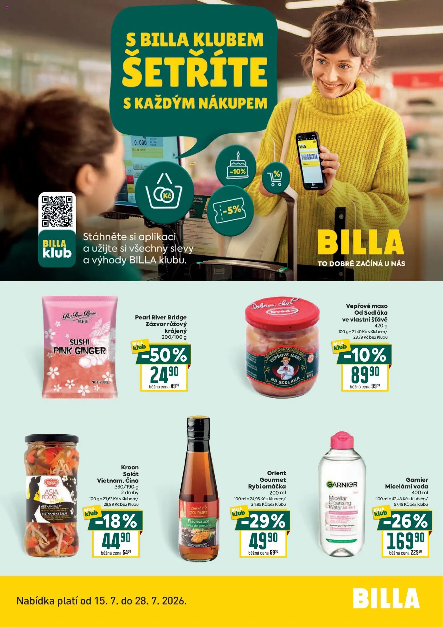 Billa leták - Bonus club od 15.07.2026 | Strana: 2 | Produkty: Gourmet, Voda, Vepřové maso, Salát