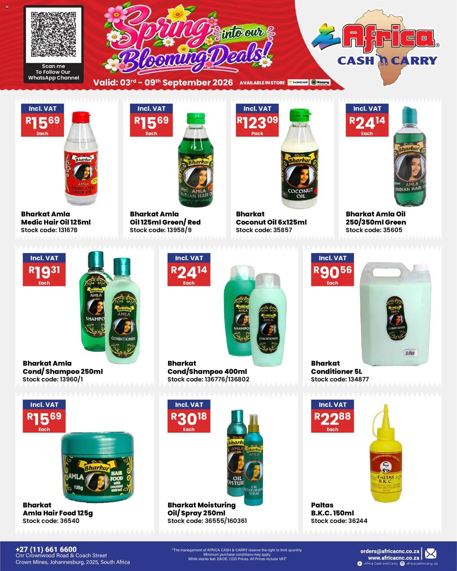 New Africa Cash & Carry catalogue – valid from 03/09/2026 | Page: 65 | Products: Oil, Hair oil, Stock, Coconut oil