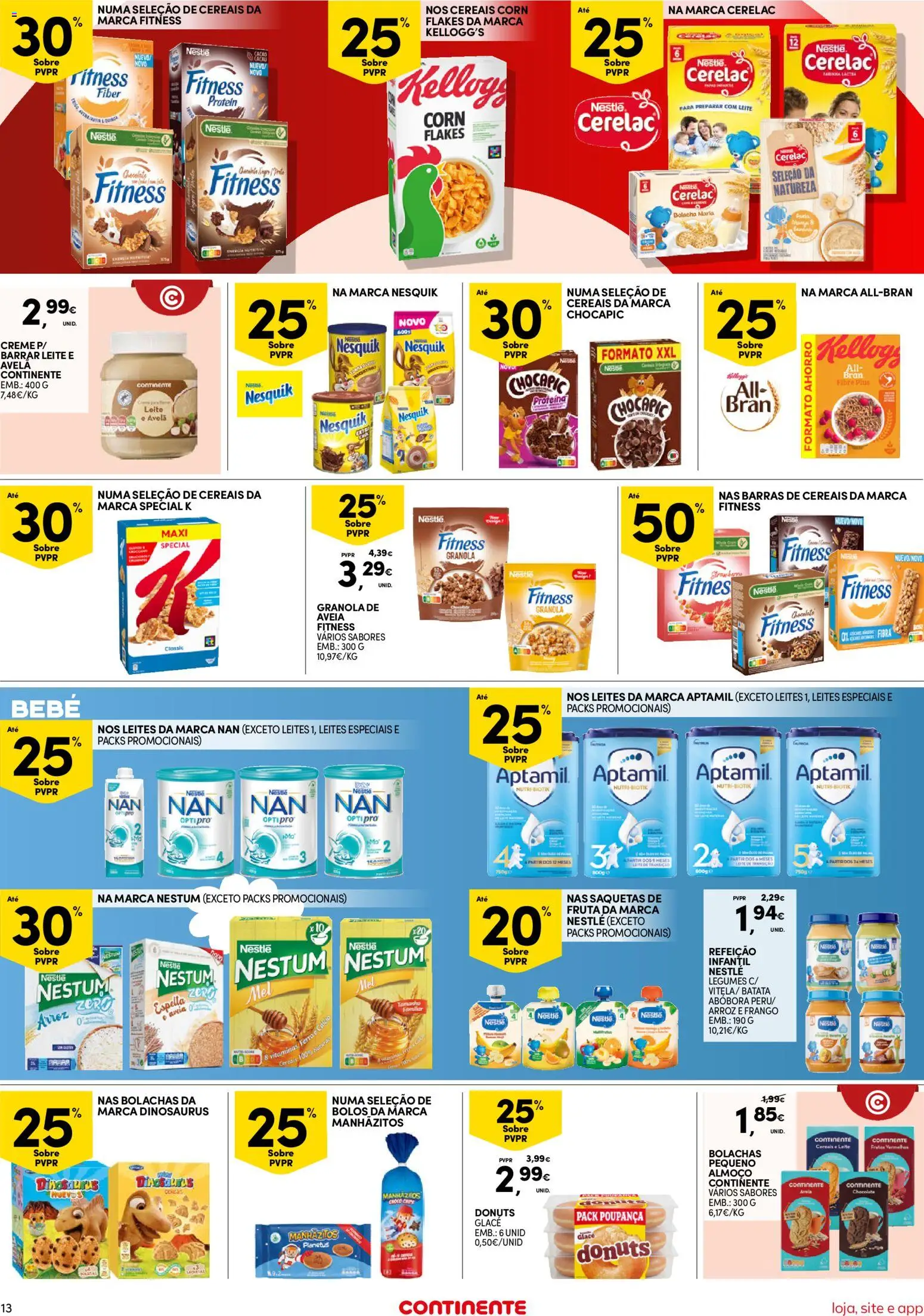 Continente Semanal Continente Bom Dia │ válido de 19.05.2026 | Página: 13 | Produtos: Aveia, Nestlé, Abóbora, Creme