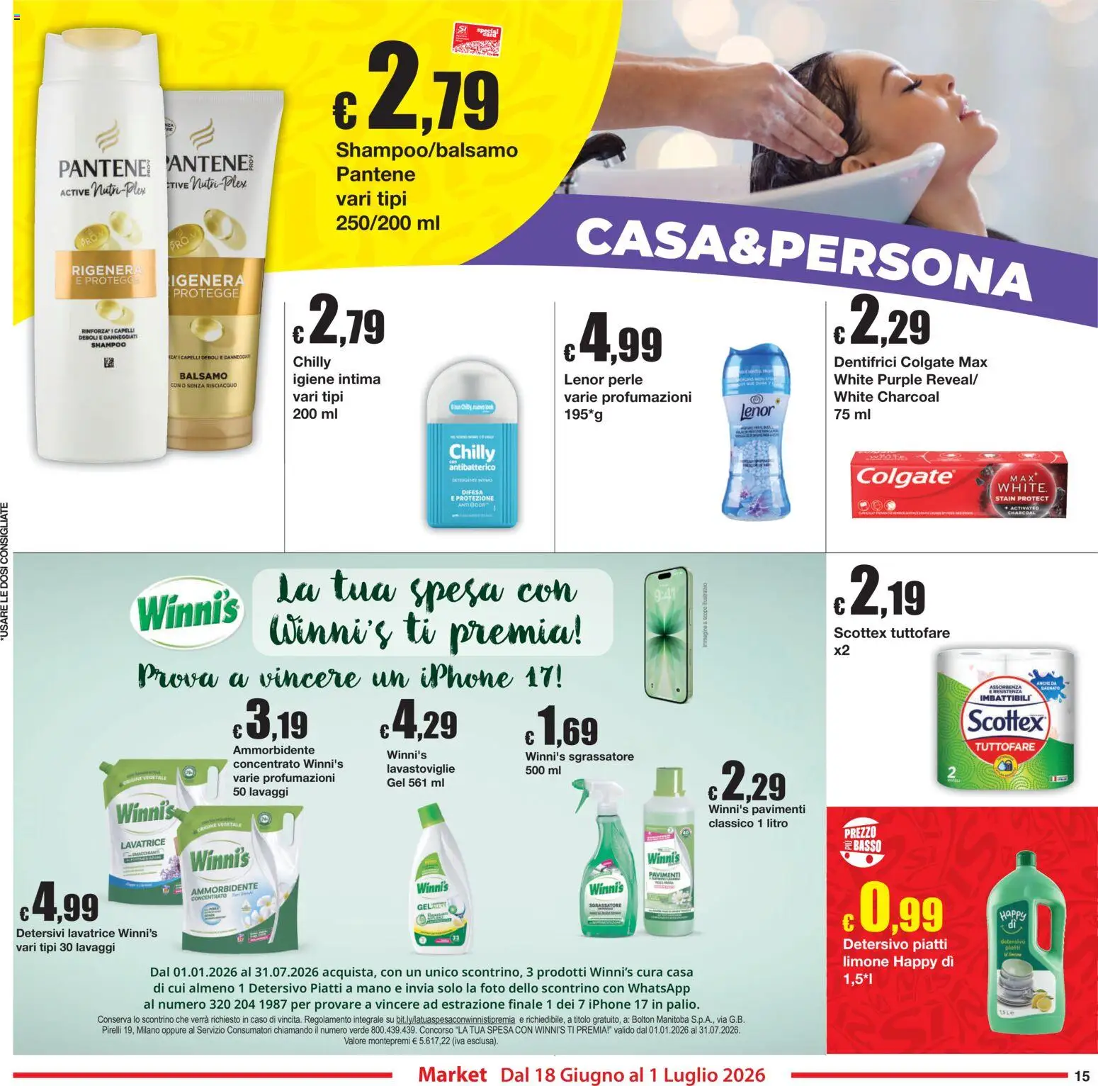Volantino Sì con Te del 18.06.2026 | Pagina: 15 | Prodotti: Shampoo, Sgrassatore, Limone, Lavastoviglie