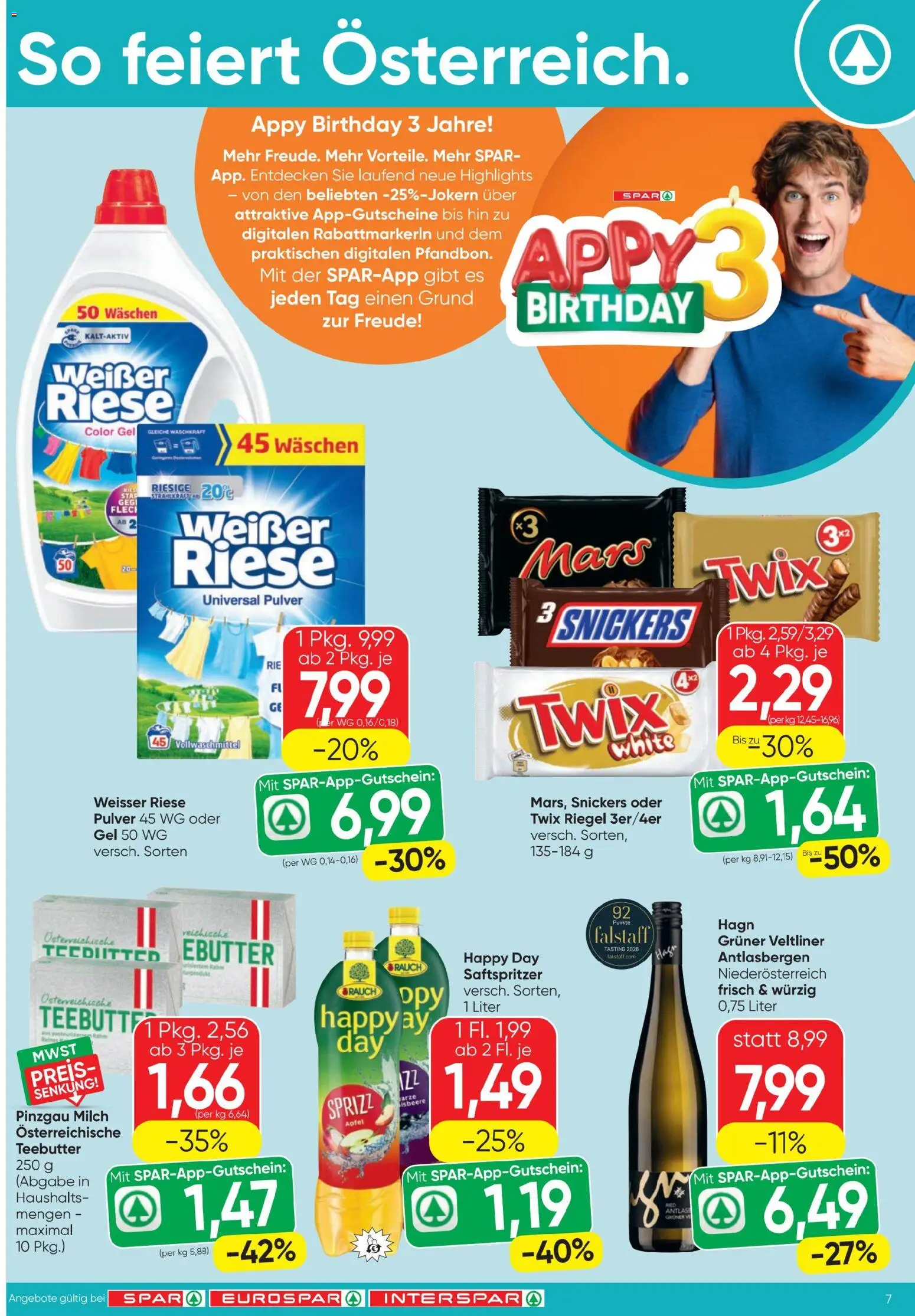 Spar - Flugblatt gültig ab 13.08.2026 | Seite: 7 | Produkte: Snickers, Milch, Äpfel