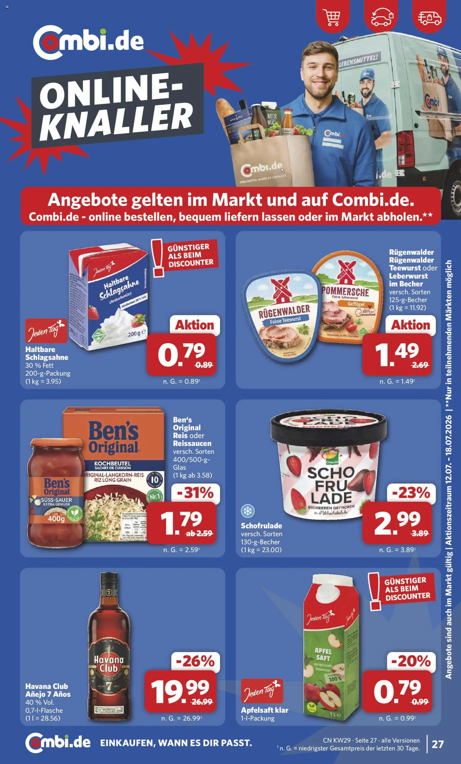 Combi Prospekt – gültig ab 13.07.2026 | Seite: 29 | Produkte: Havana club, Äpfel, Apfelsaft, Reis