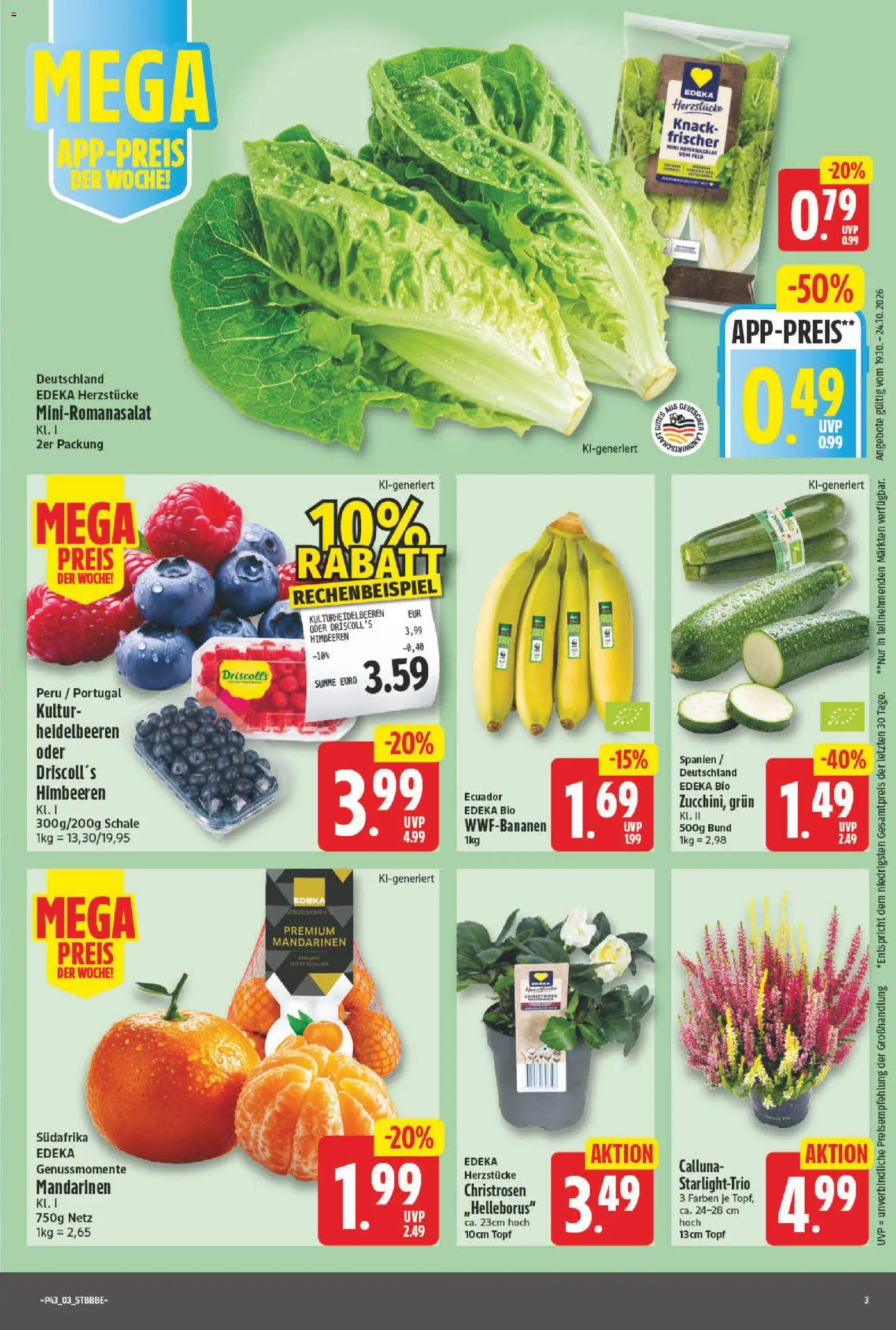 NP Discount Prospekt – gültig ab 19.10.2026 | Seite: 3 | Produkte: Himbeeren, Mandarinen, Heidelbeeren