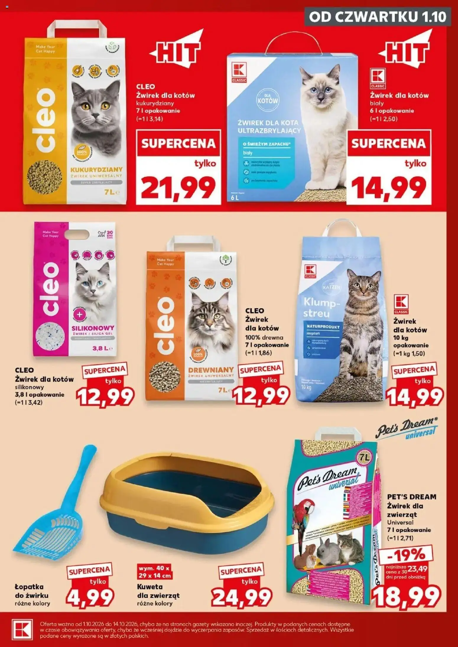 Kaufland gazetka - Zwierzaki od 01.10.2026 - od jutra PDF | Strona: 17 | Produkty: Żwirek dla kota, Żwirek silikonowy, Gazety, Żwirek dla kotów