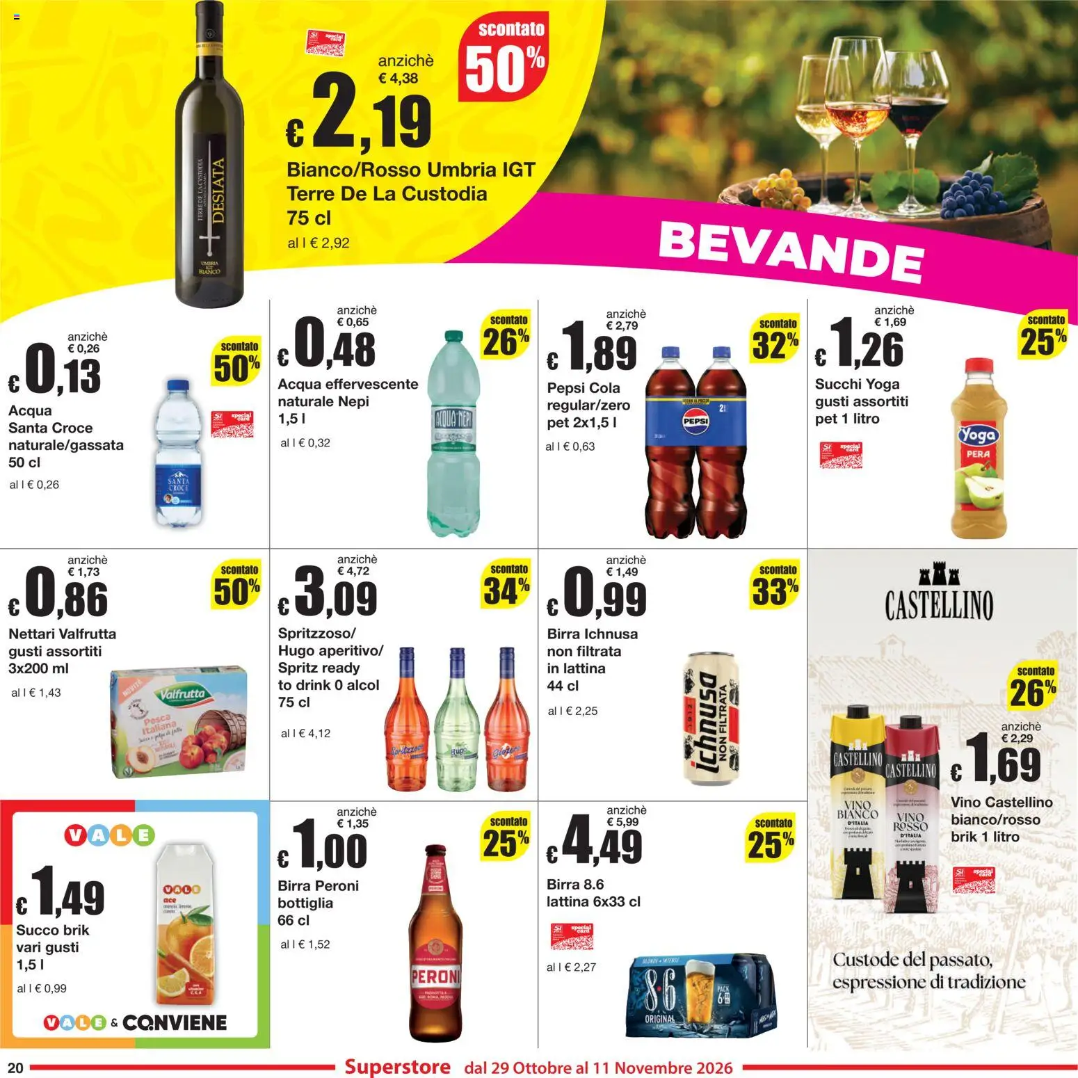 Volantino Sì con Te del 29/10/2026 | Pagina: 20 | Prodotti: Alcol, Succo, Vino, Pera