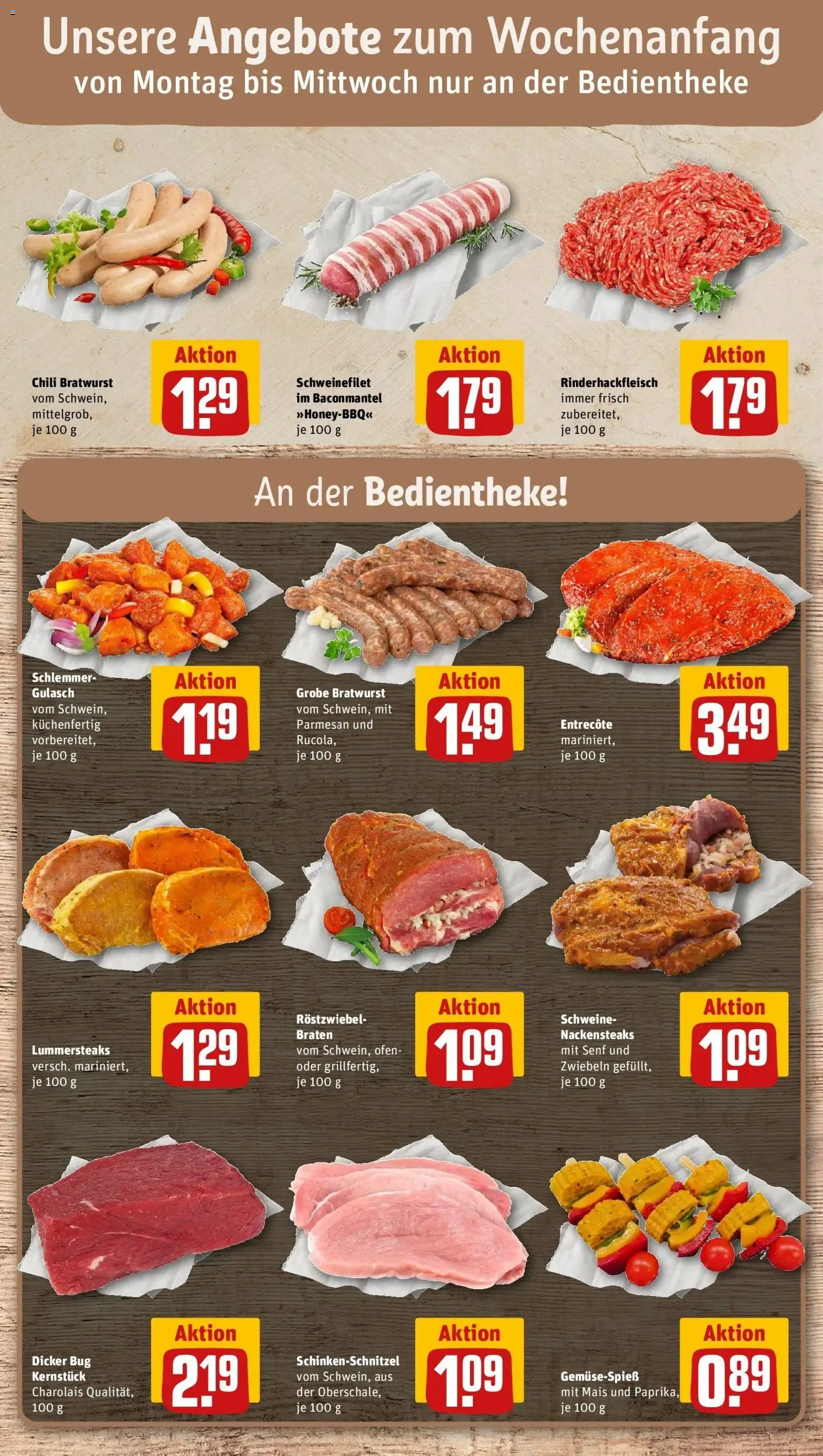 REWE Prospekt ab 31.08.2026 zum Blättern » Angebote | Seite: 10 | Produkte: Mais, Bratwurst, Entrecote, Schweinefilet
