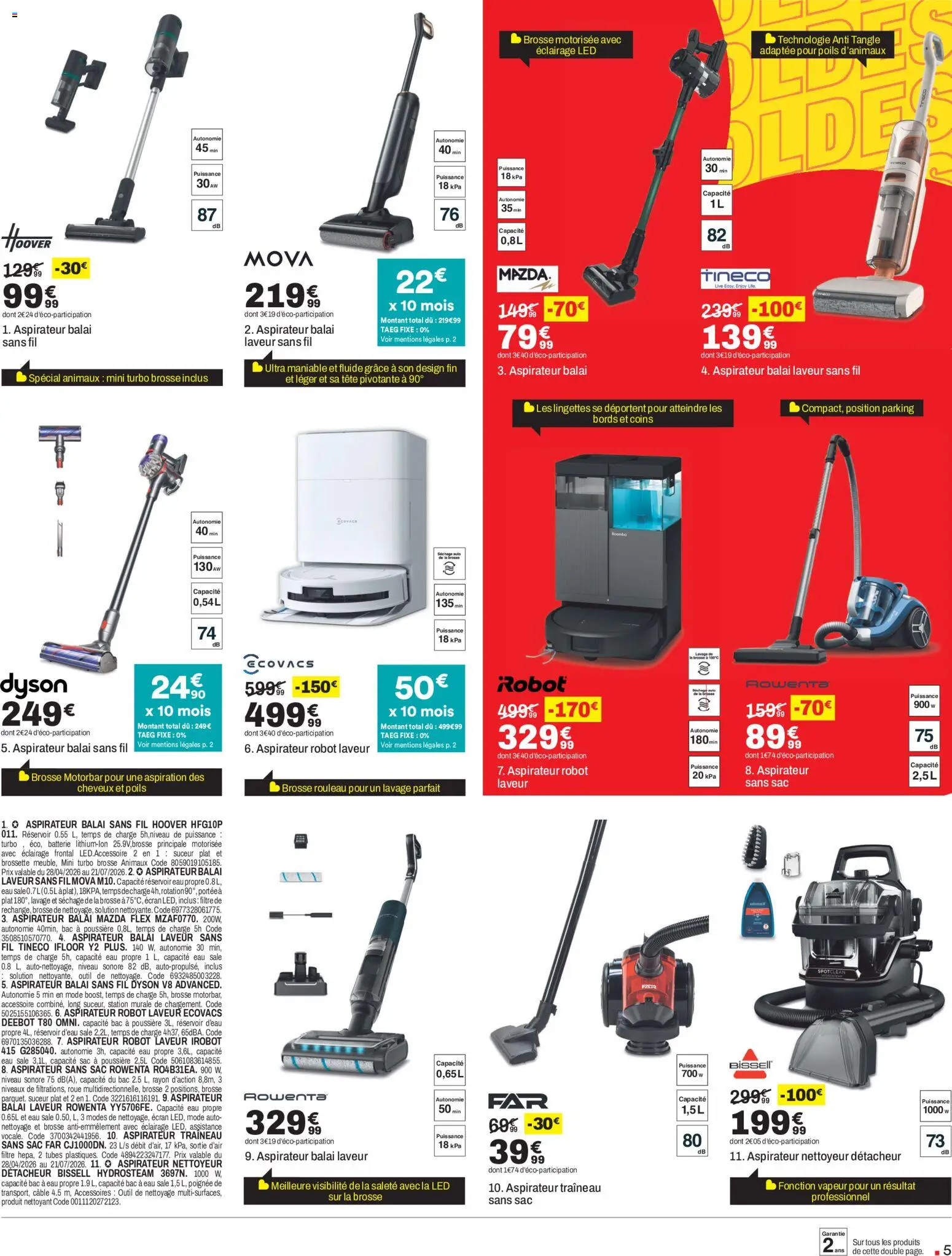 {H1} | Page: 5 | Produits: Sac, Aspirateur sans sac, Robot, Brosse