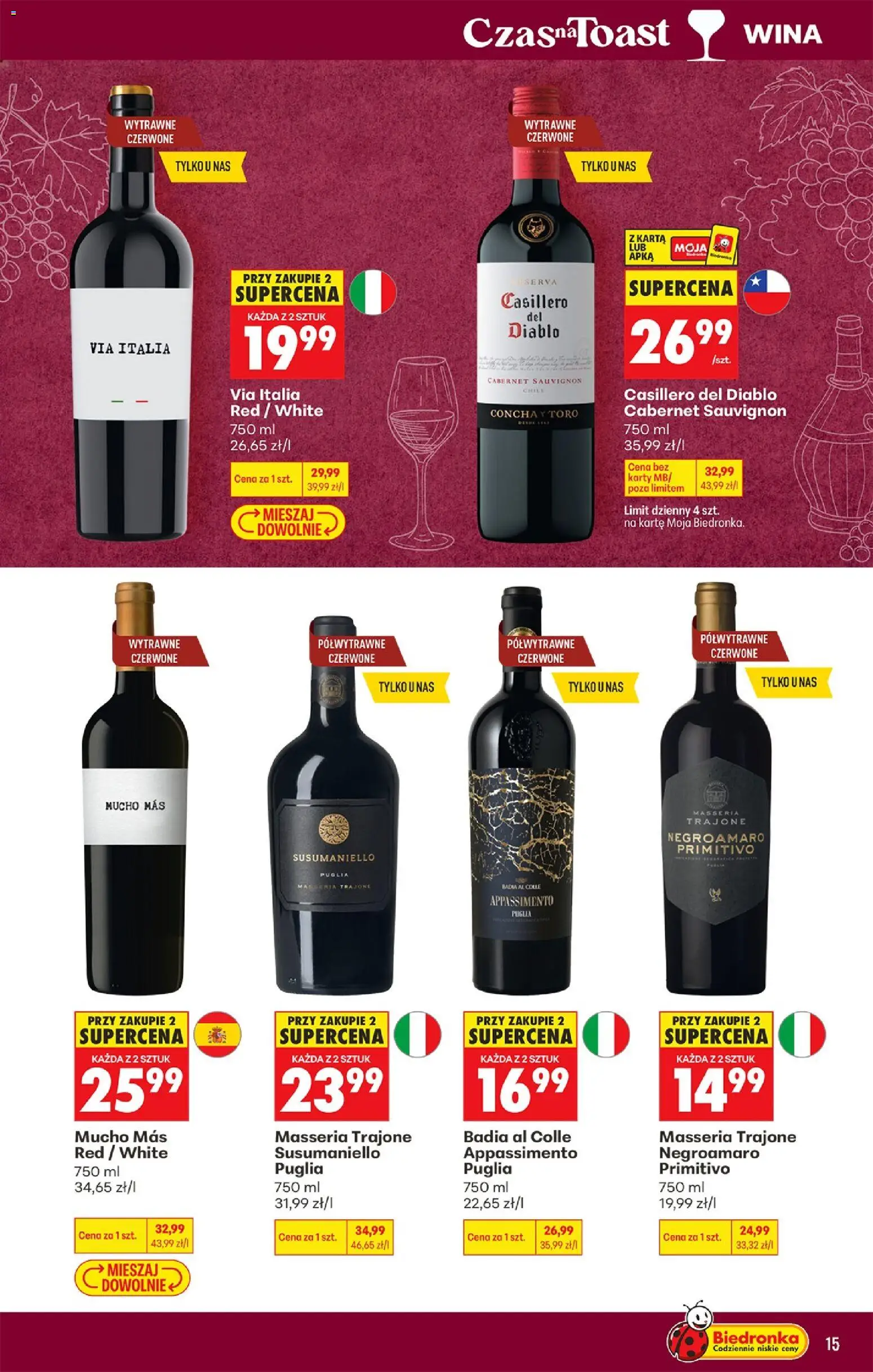 Biedronka gazetka - Czas na toast od 10.08.2026 | Strona: 15 | Produkty: Chili, Karta, Primitivo