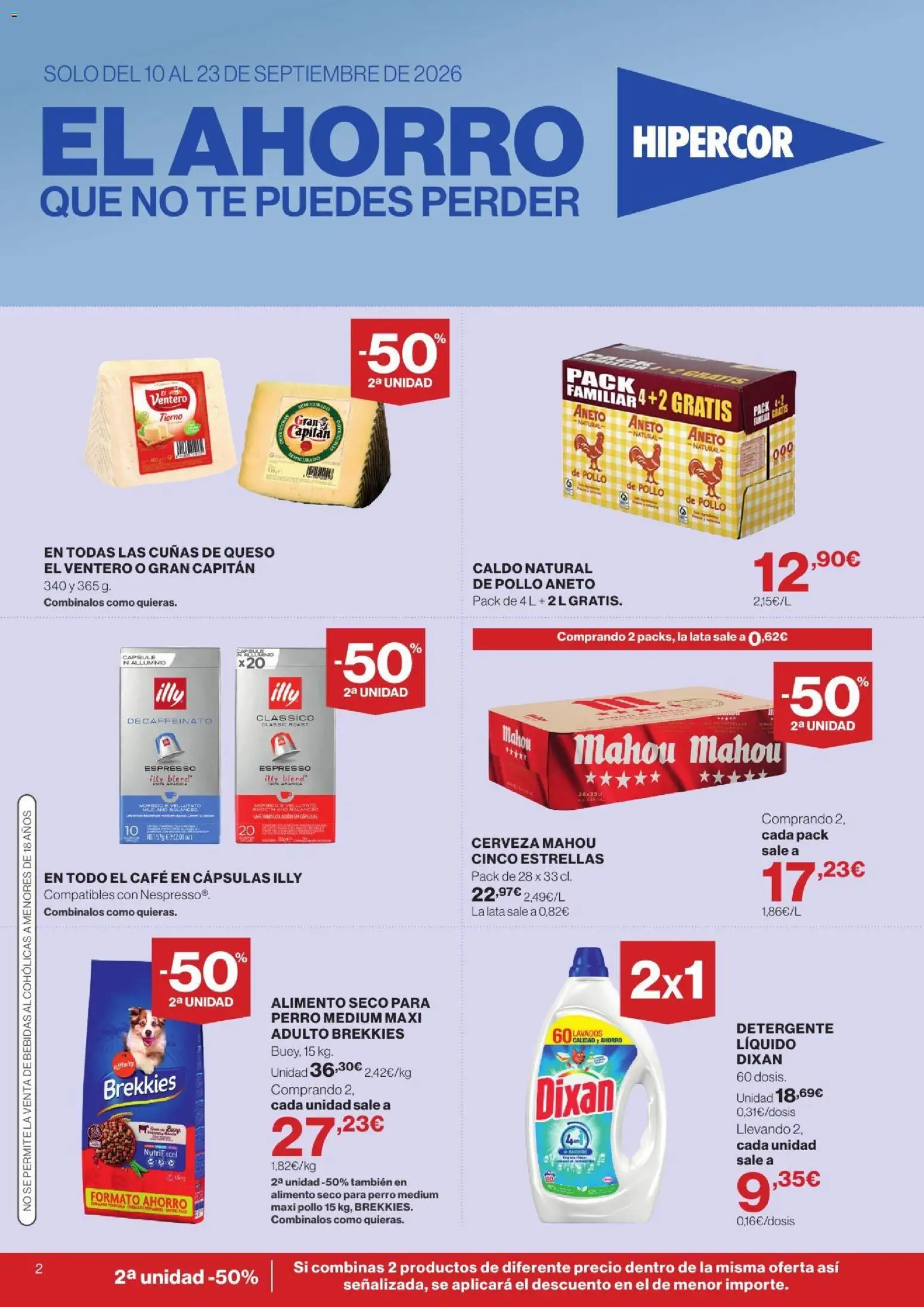 Hipercor catálogo │ válido desde el 10/09/2026 | Página: 2 | Productos: Detergente, Té, Café en cápsulas, Pollo