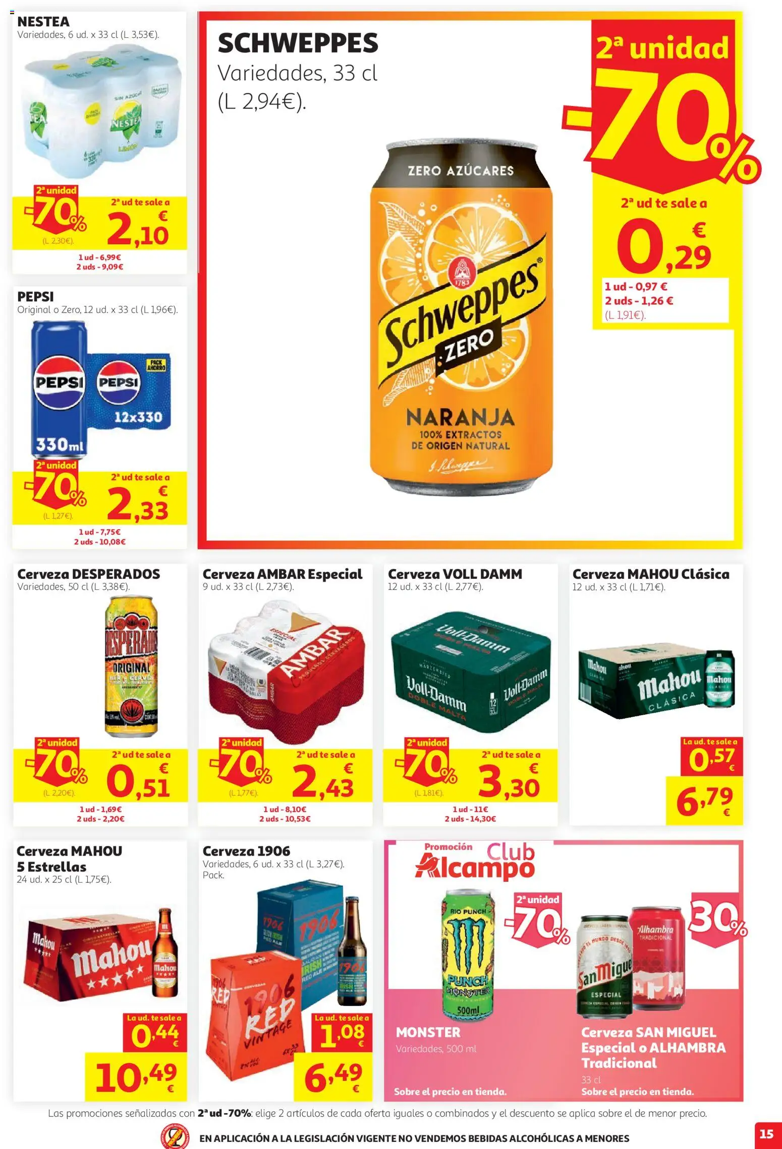 Alcampo folleto │ válido desde el 27/08/2026 | Página: 15 | Productos: Cerveza, Té, Pepsi, Azúcar