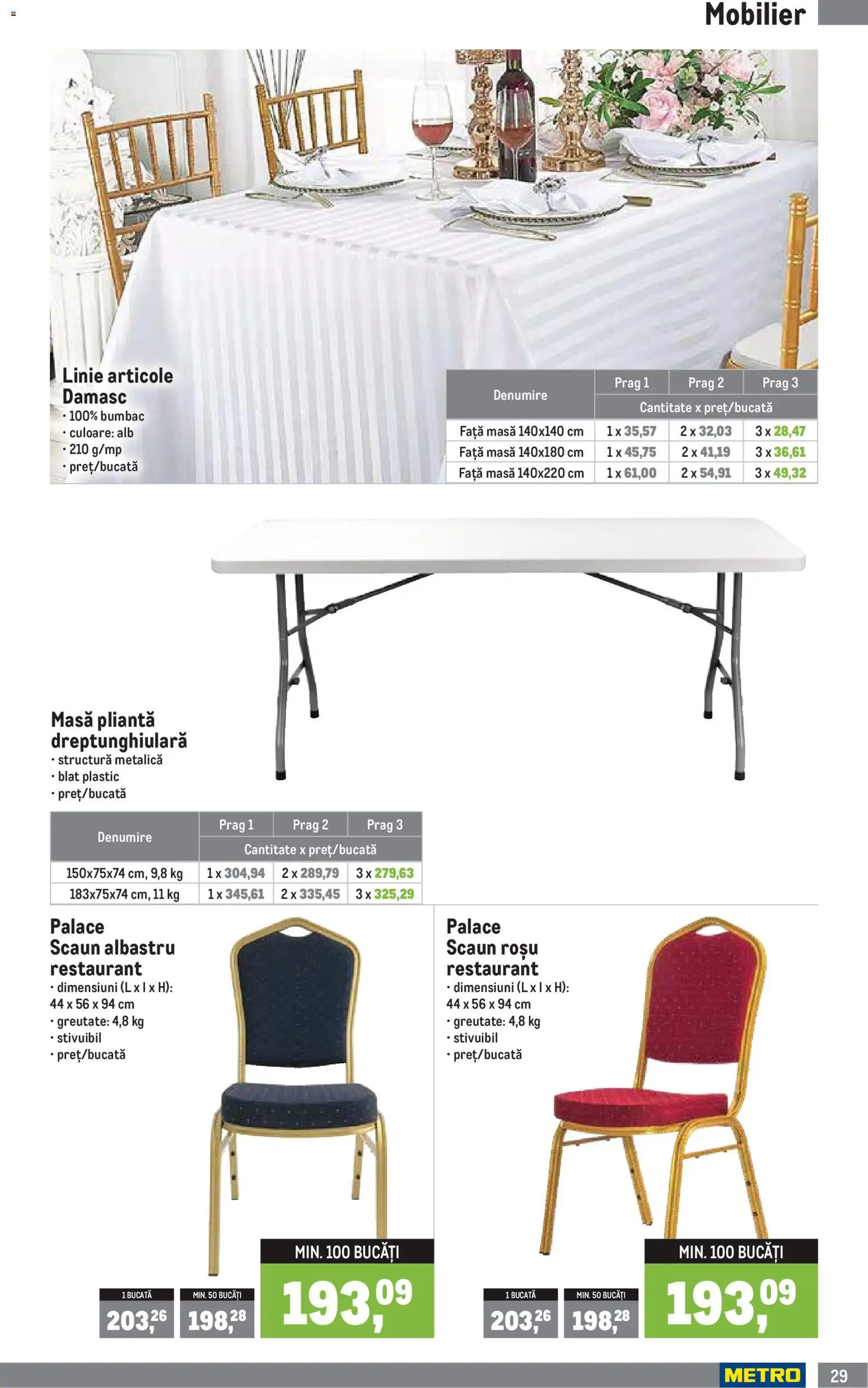 Noul catalog Metro – valabil de la 01.04.2026 | Pagină: 29 | Produse: Masă, Scaun