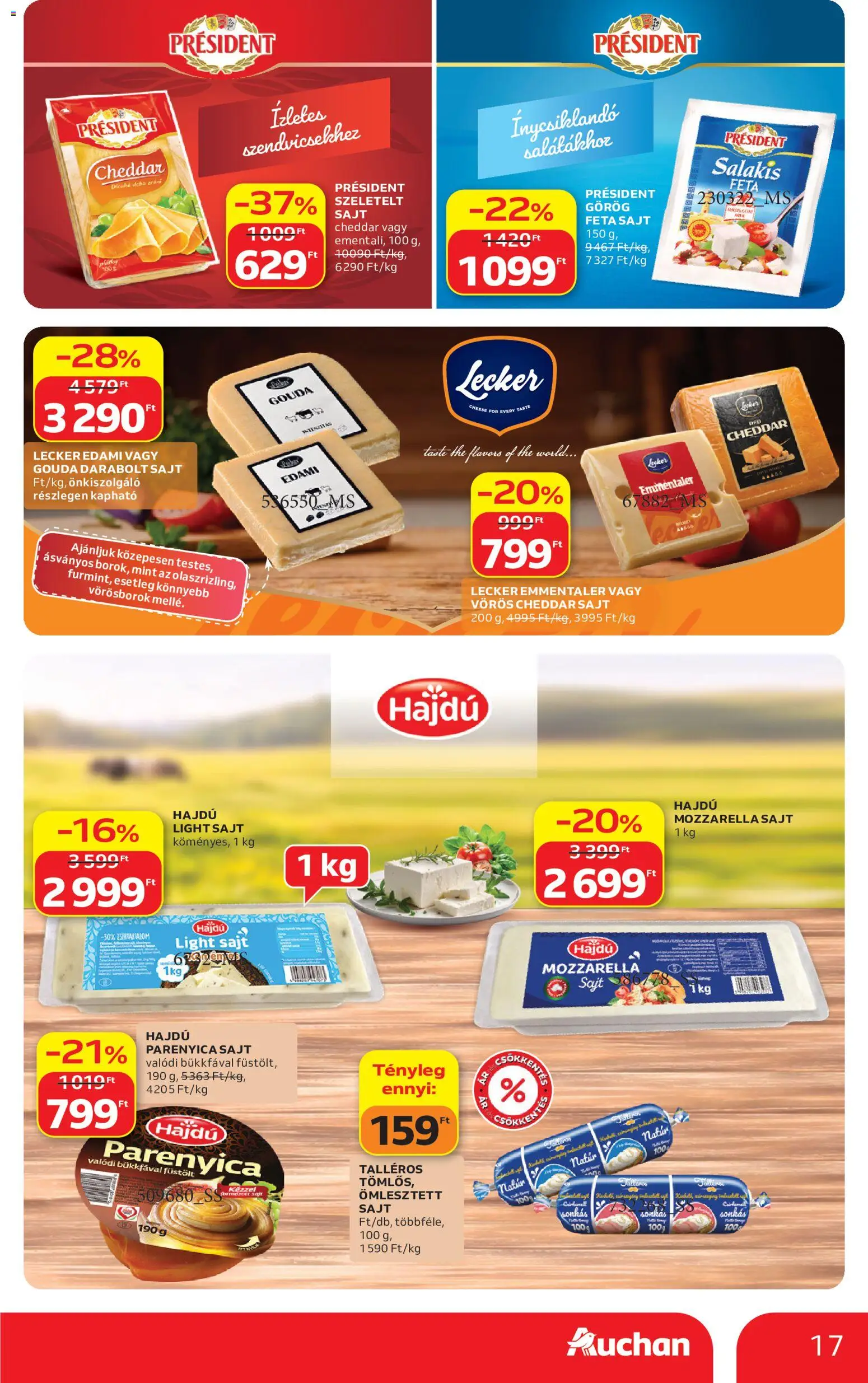 Auchan akciós ujság - amely érvényes a következő dátumtól: 2026.10.01. | Oldal: 17 | Termékek: Feta sajt, Gouda, Feta, Sajt