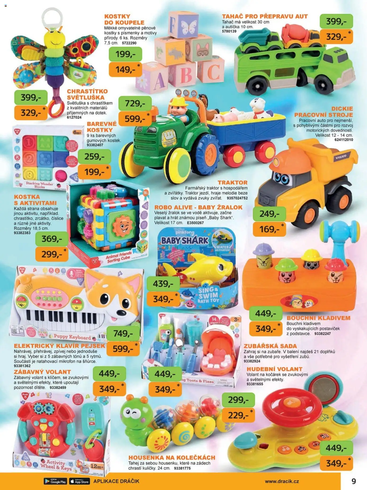 Dráčik katalog - Vánoce od 08.10.2026 | Strana: 9 | Produkty: Keyboard, Mikrofon, Kostky, Kočárek