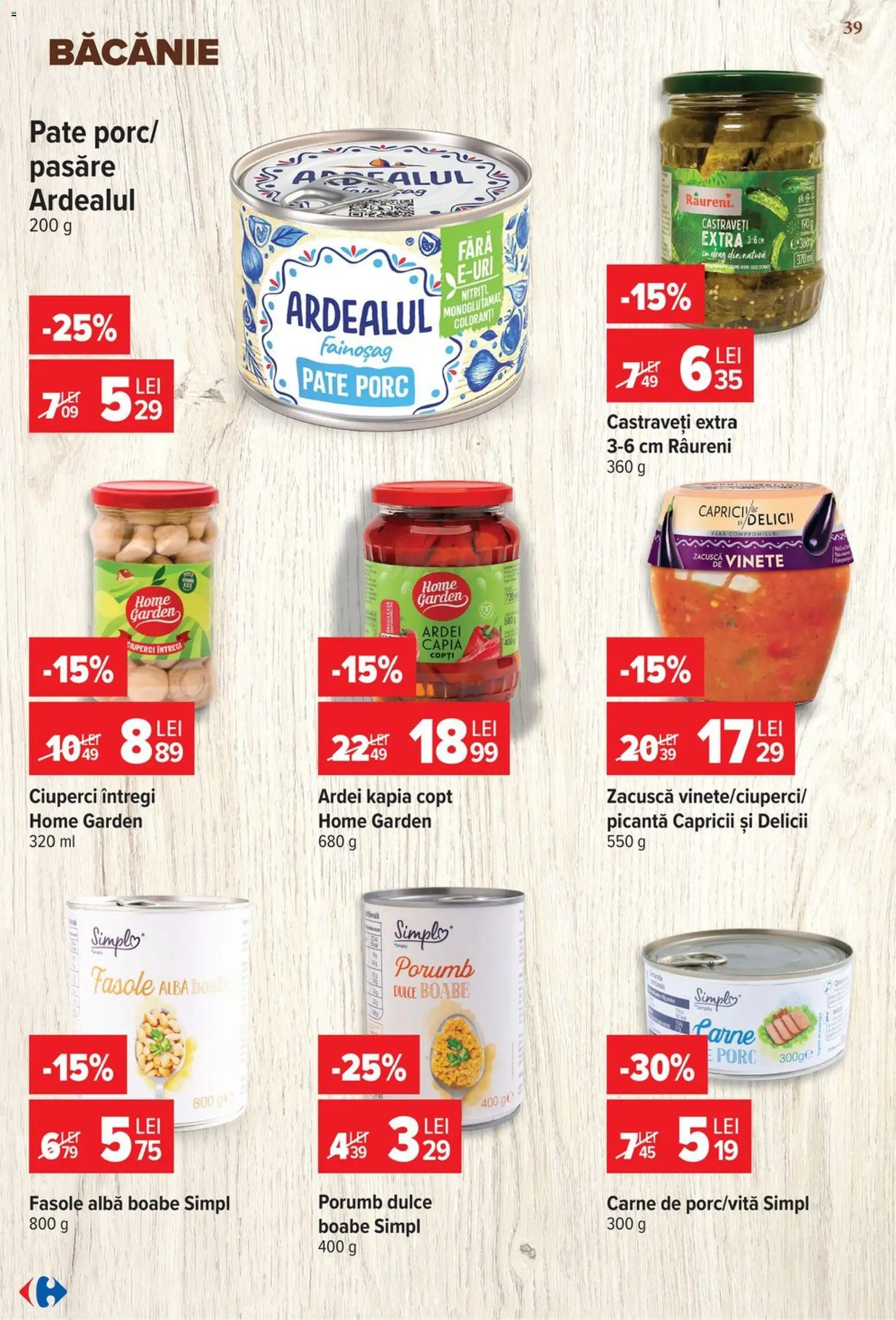 Noul catalog Carrefour – valabil de la 17.06.2026 | Pagină: 38 | Produse: Pate, Castraveți, Fasole albă, Zacuscă
