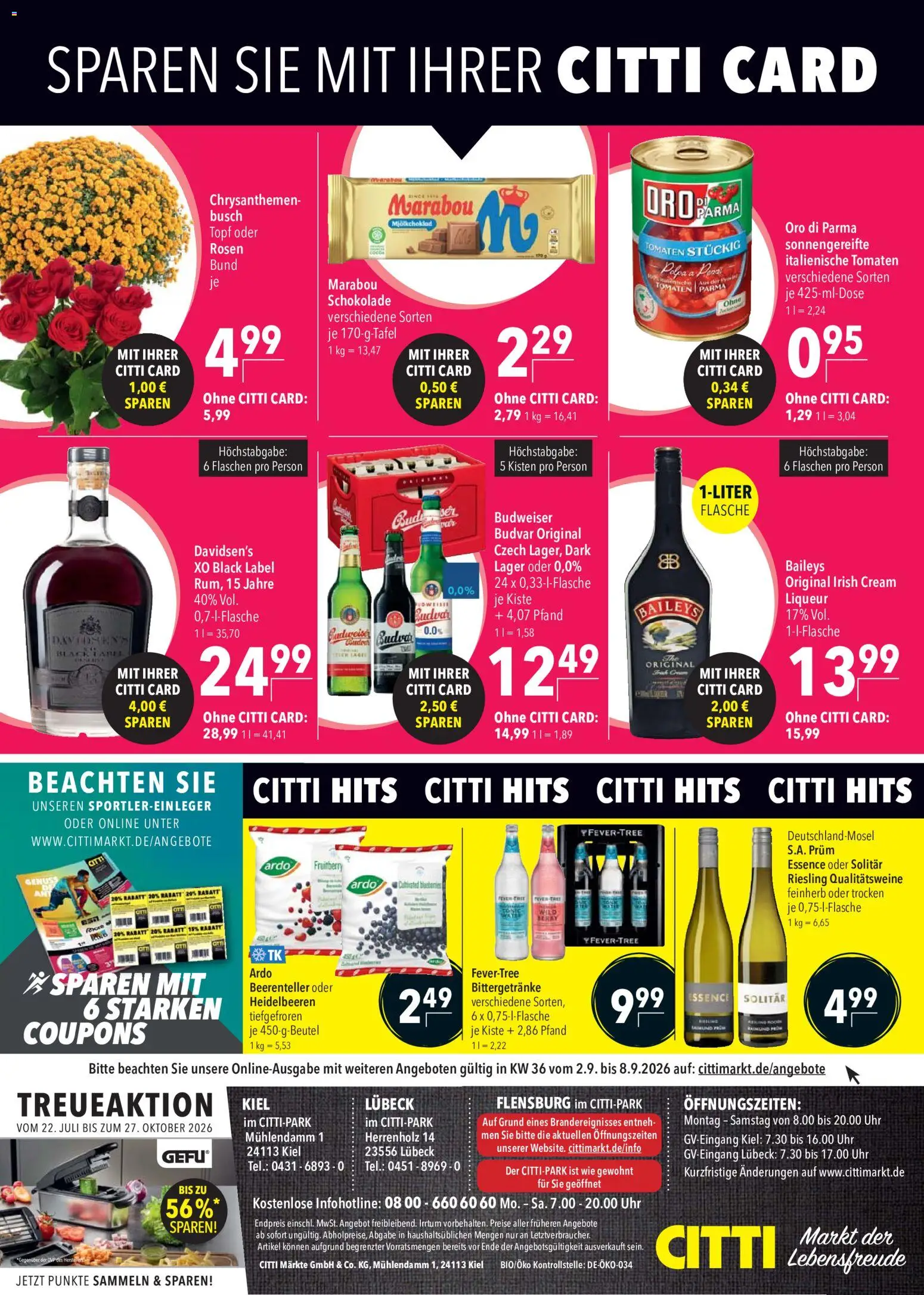 CITTI Markt Prospekt – gültig ab 02.09.2026 | Seite: 22 | Produkte: Schokolade, Heidelbeeren, Baileys, Budweiser