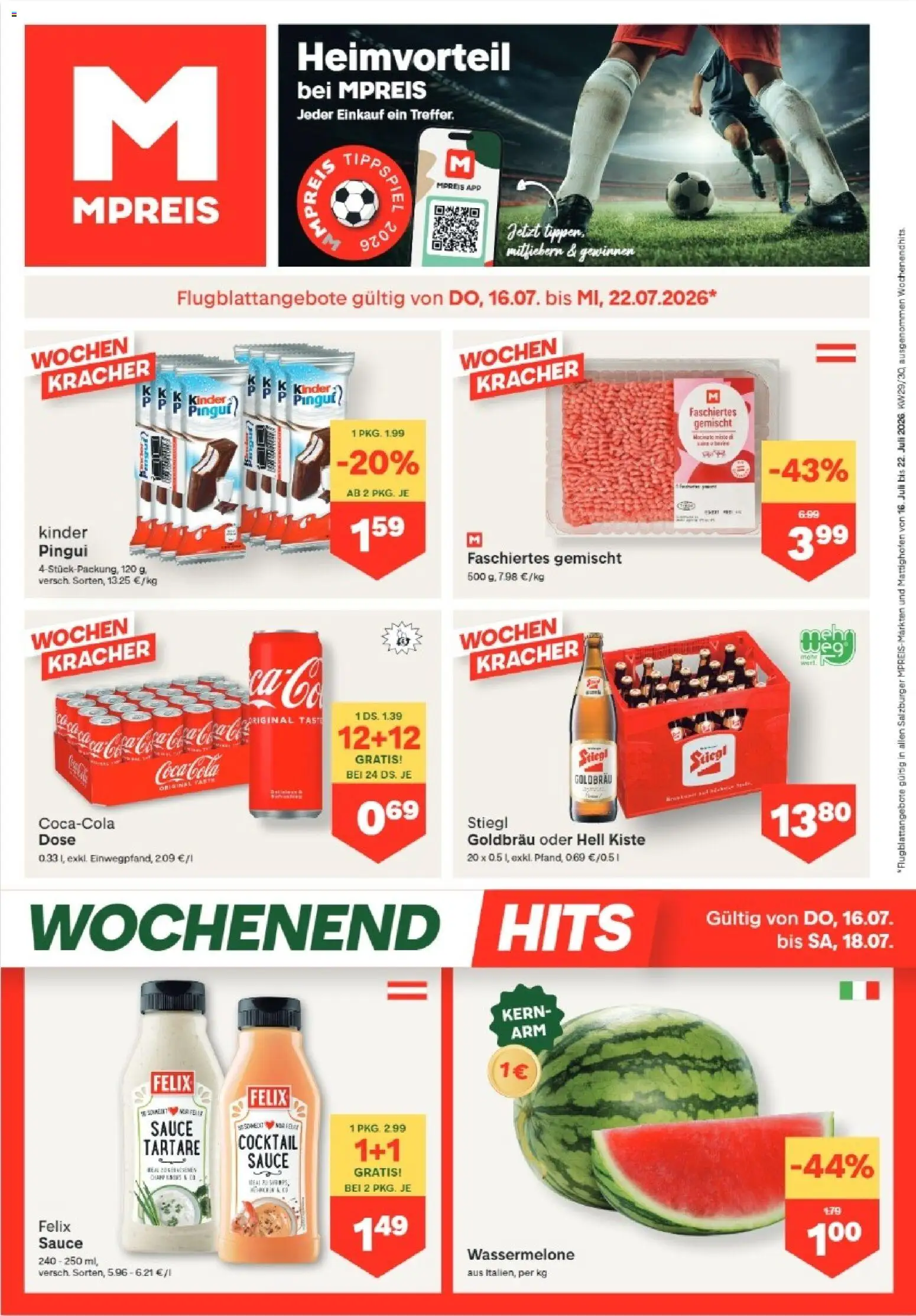 MPREIS Altenmarkt im Pongau gültig ab 16.07.2026 | Seite: 1 | Produkte: Wassermelone