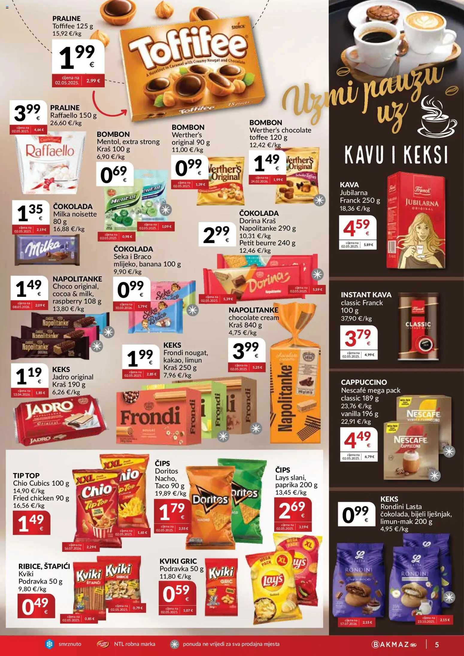 Bakmaz katalog | vrijedi od 28.10.2026 | Stranica: 5 | Proizvodi: Dorina, Petit Beurre, Keksi, Limun