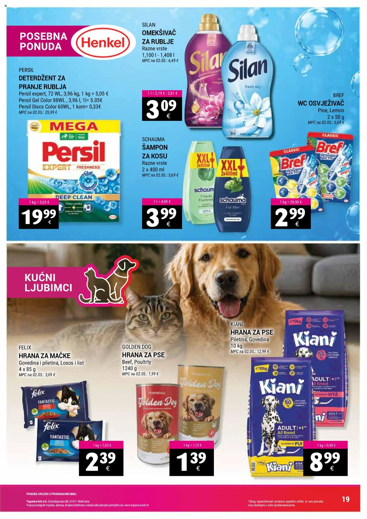 Trgovina Krk katalog | vrijedi od 02.05.2026 | Stranica: 19 | Proizvodi: Deterdžent za pranje rublja, Deterdžent, Hrana za mačke, Losos
