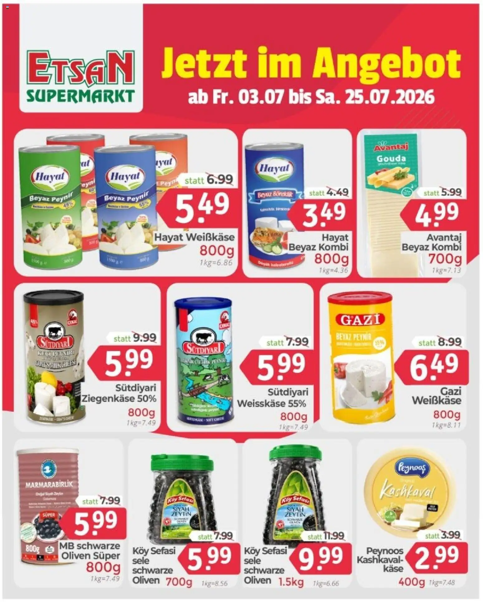ETSAN - Obst und Gemüse gültig ab 17.07.2026 | Seite: 3 | Produkte: Szeder, Käse
