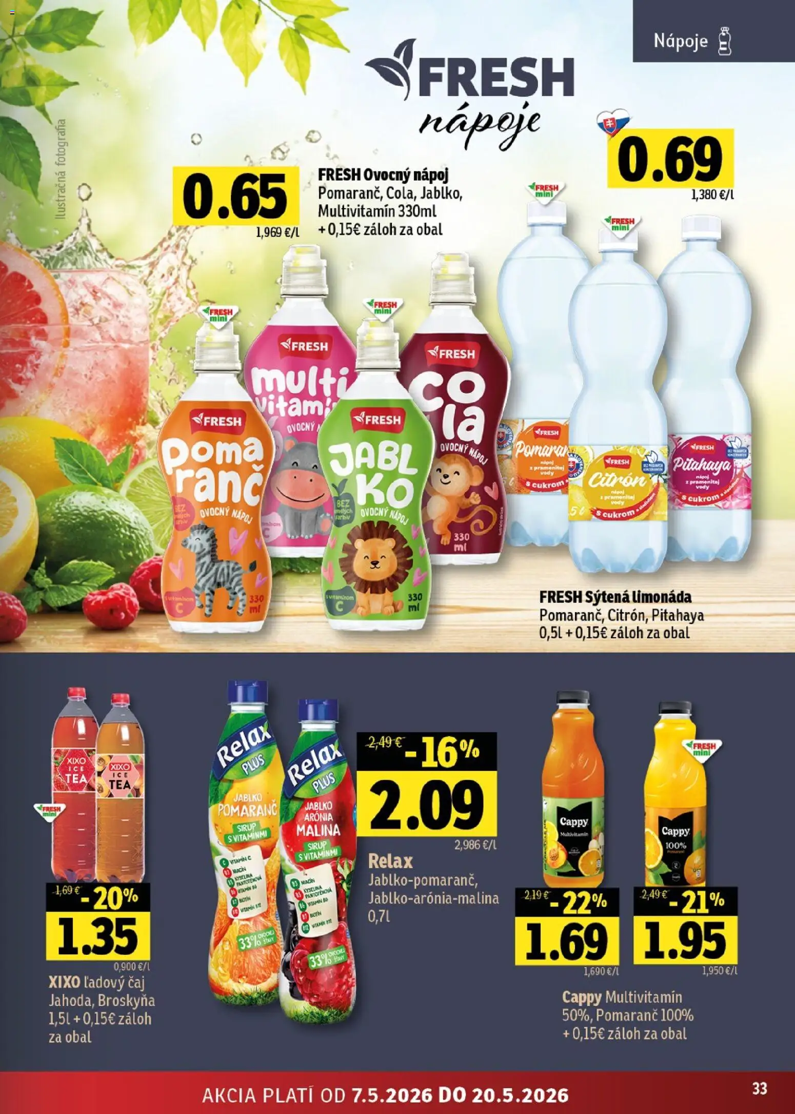 Nové Fresh akcie – leták je platný od 07.05.2026 | Strana: 33 | Produkty: Čaj