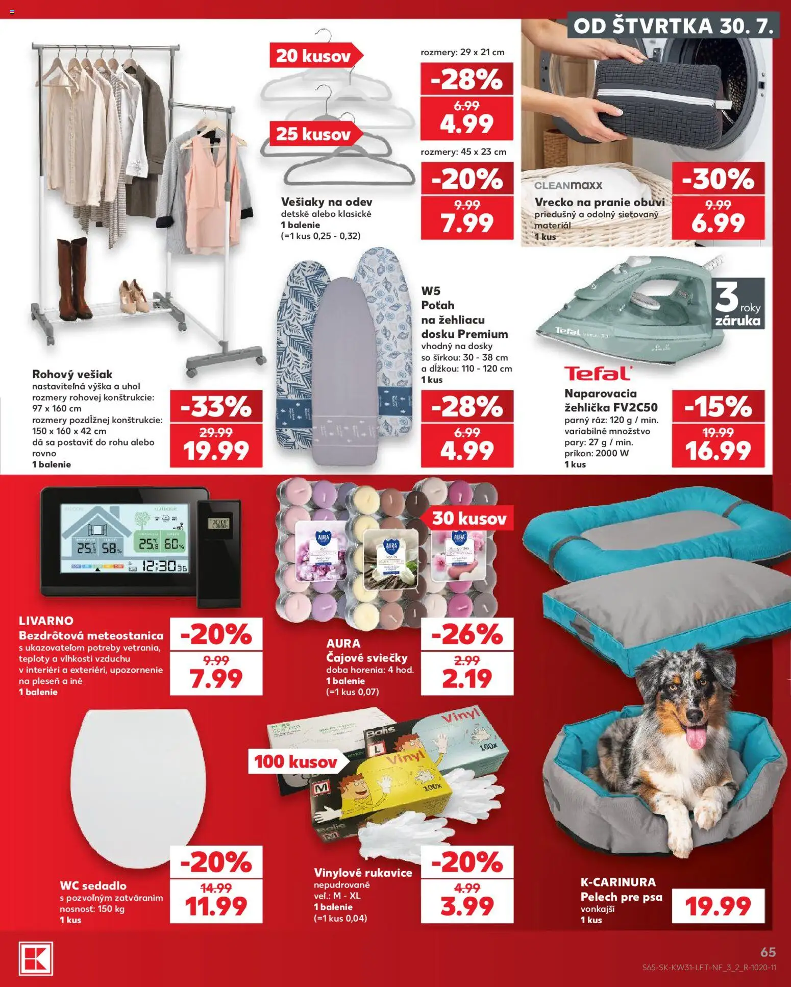 Nové Kaufland akcie – leták je platný od 30.07.2026 | Strana: 65 | Produkty: Vešiaky, Vešiak, Žehlička, Tefal