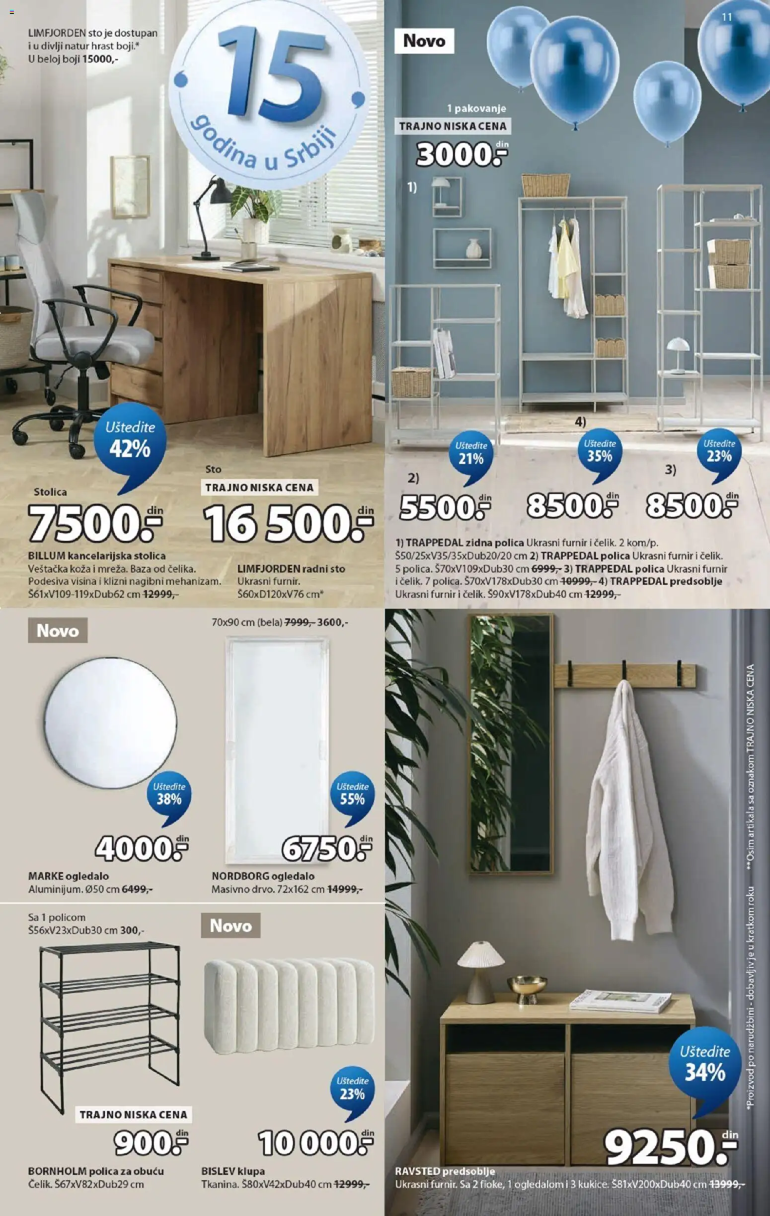 Jysk katalog - važi od 02.09.2026 | Strana: 11 | Proizvode: Polica, Ogledalo, Klupa, Kancelarijska stolica
