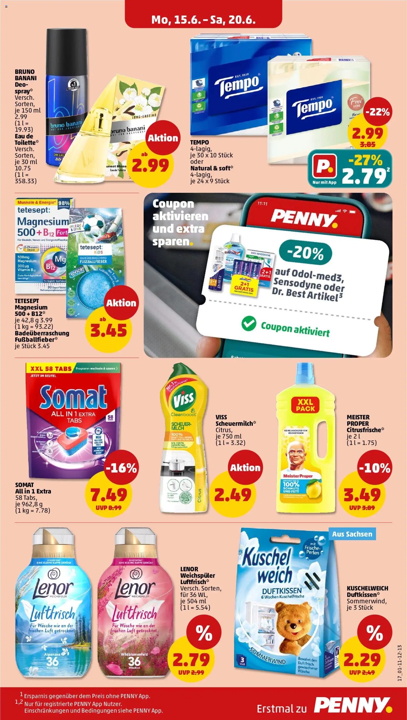 Penny Prospekt – gültig ab 15.06.2026 | Seite: 19 | Produkte: Toilette, Duft, Weichspüler, Tempo